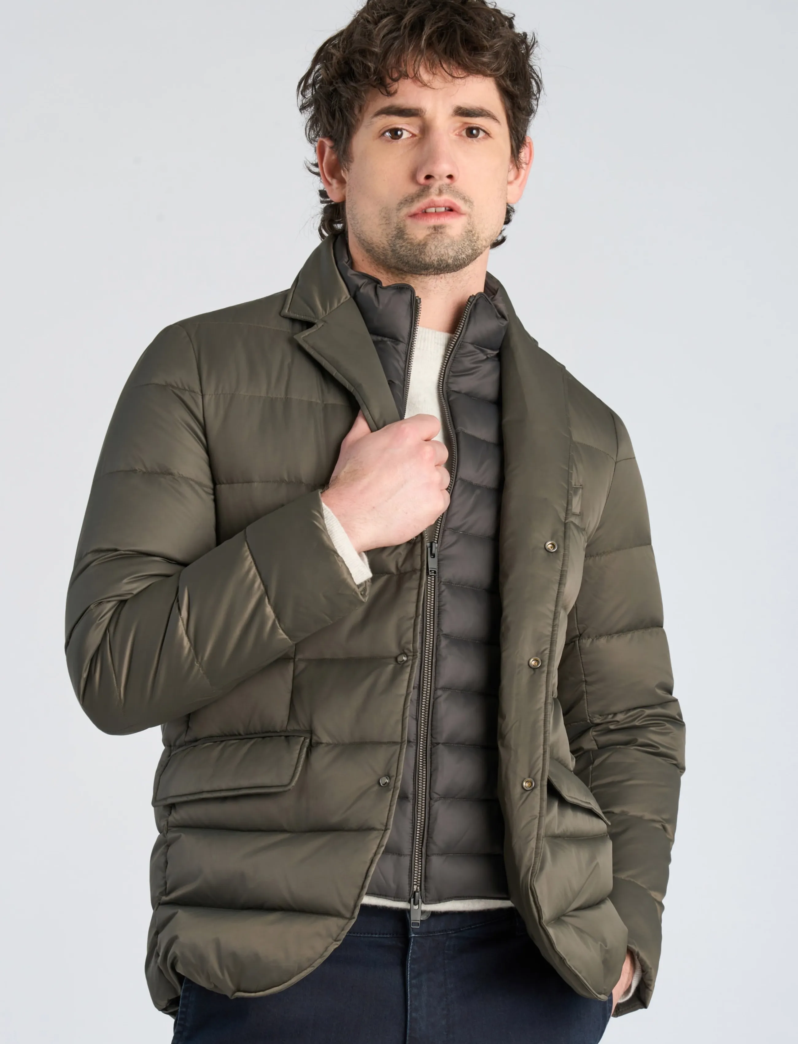 Lindbergh Black - Water repellent down blazer - hybrid jackets  - dk army - 4