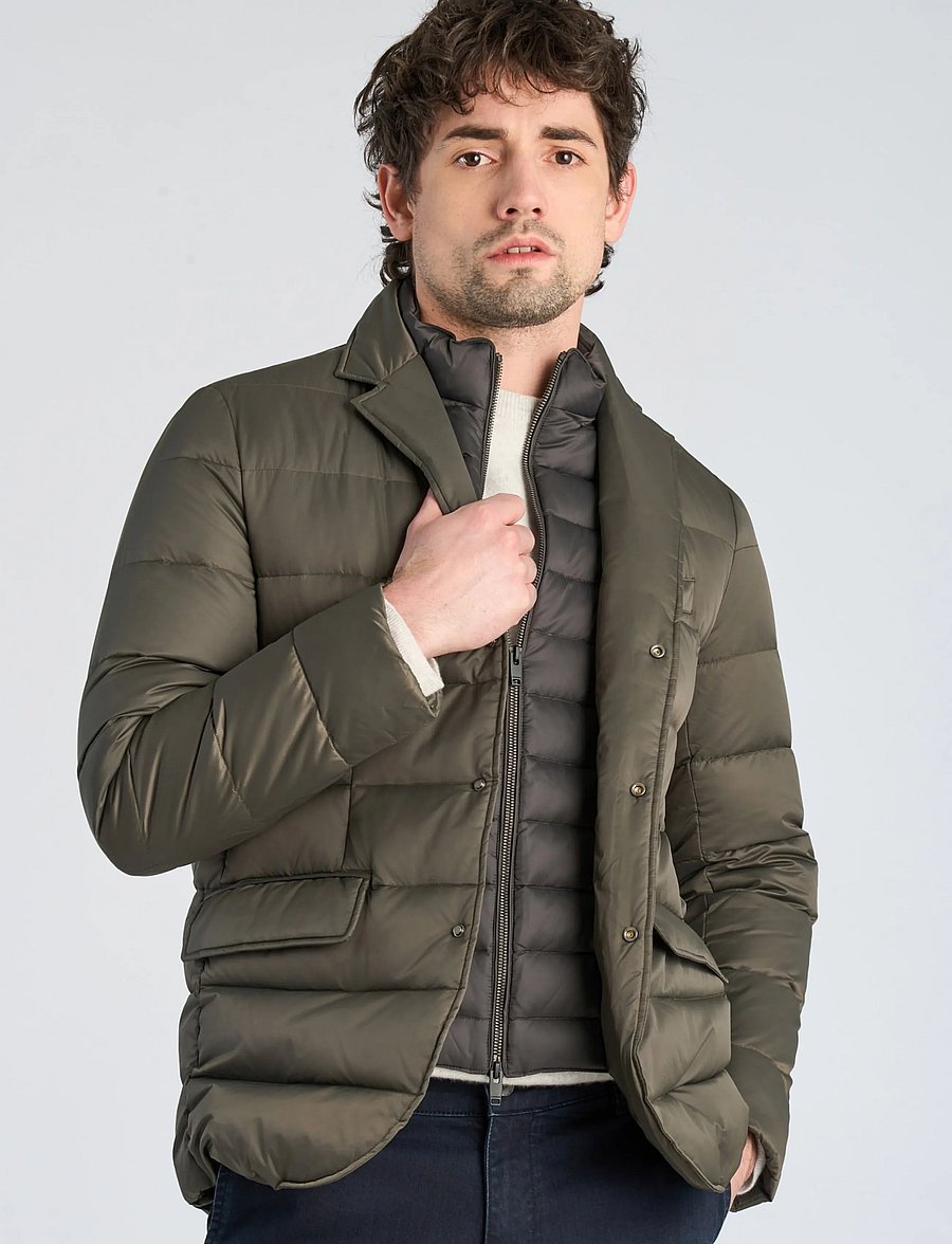 Lindbergh Black - Water repellent down blazer - hybrid jackets - dk army - 4