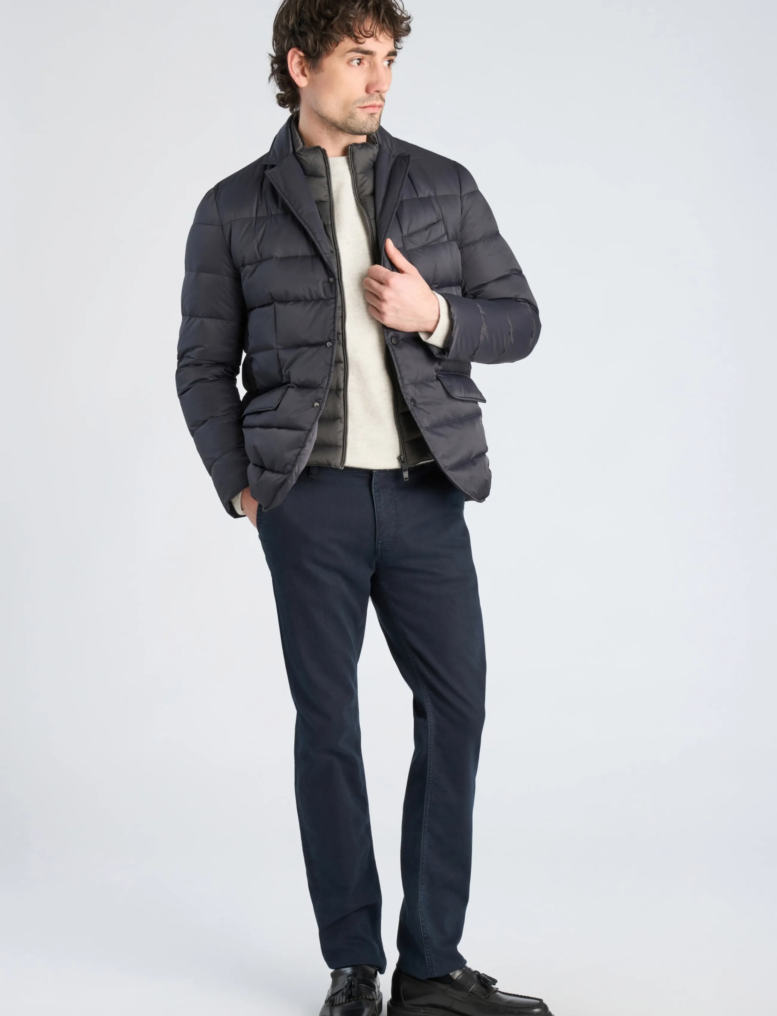 Lindbergh Black Water repellent down blazer - Hübriidjoped - DK NAVY / navy