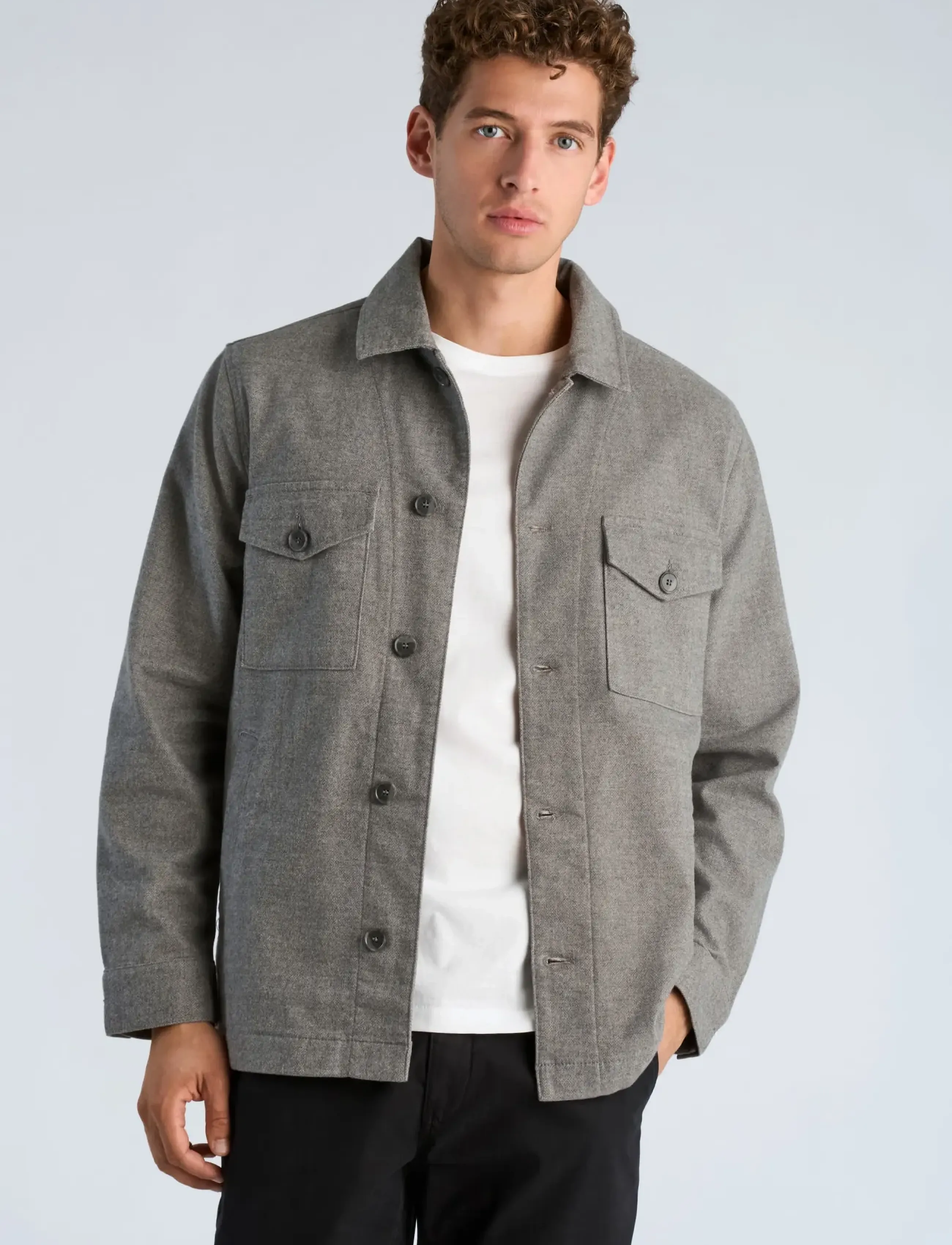 Lindbergh Black - 1927: Superflex overshirt - höstkläder - grey mix - 3