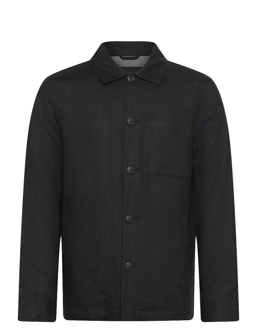 Lindbergh Black - ?Linen overshirt - overshirts - black - 1