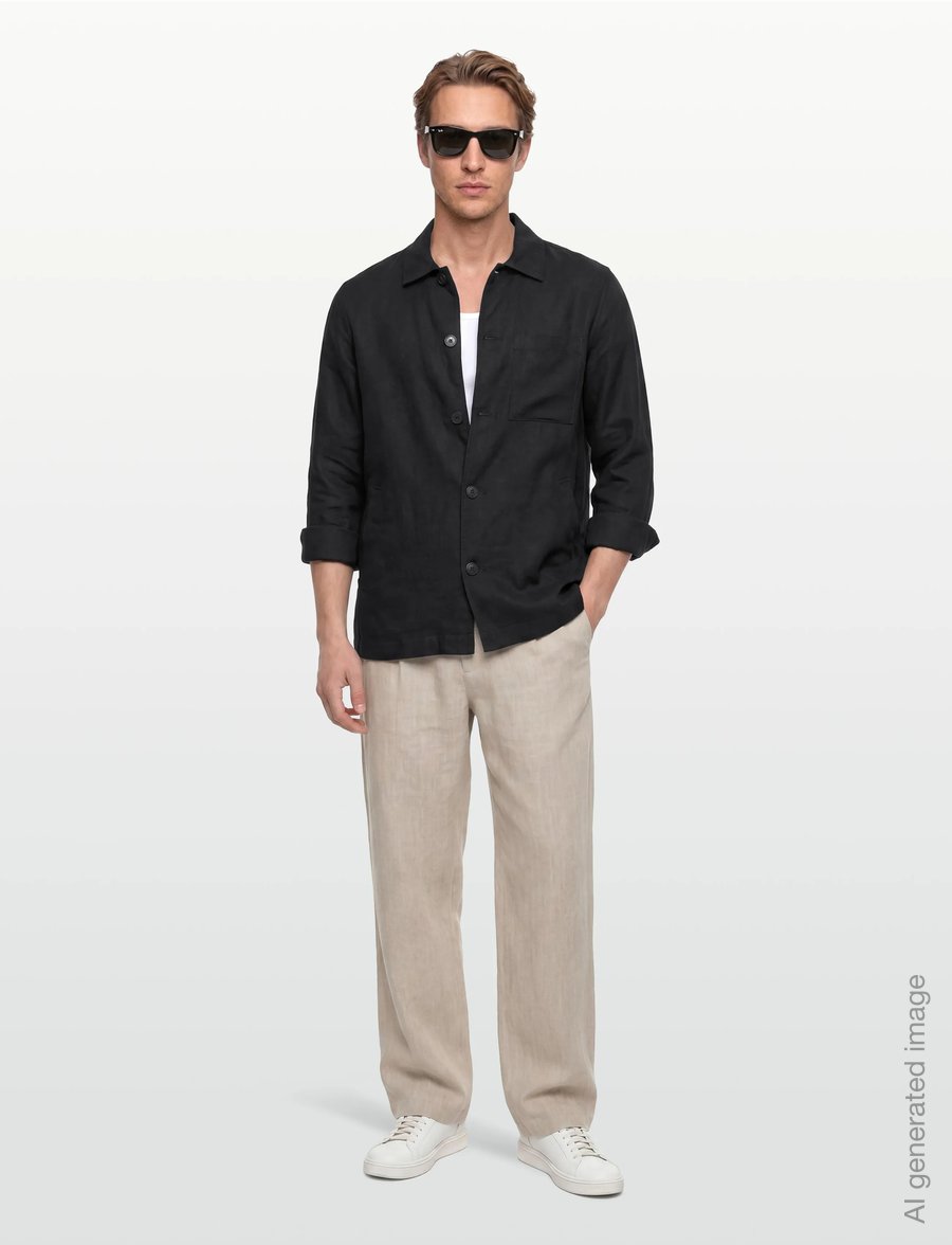 Lindbergh Black - ?Linen overshirt - overshirts - black - 0