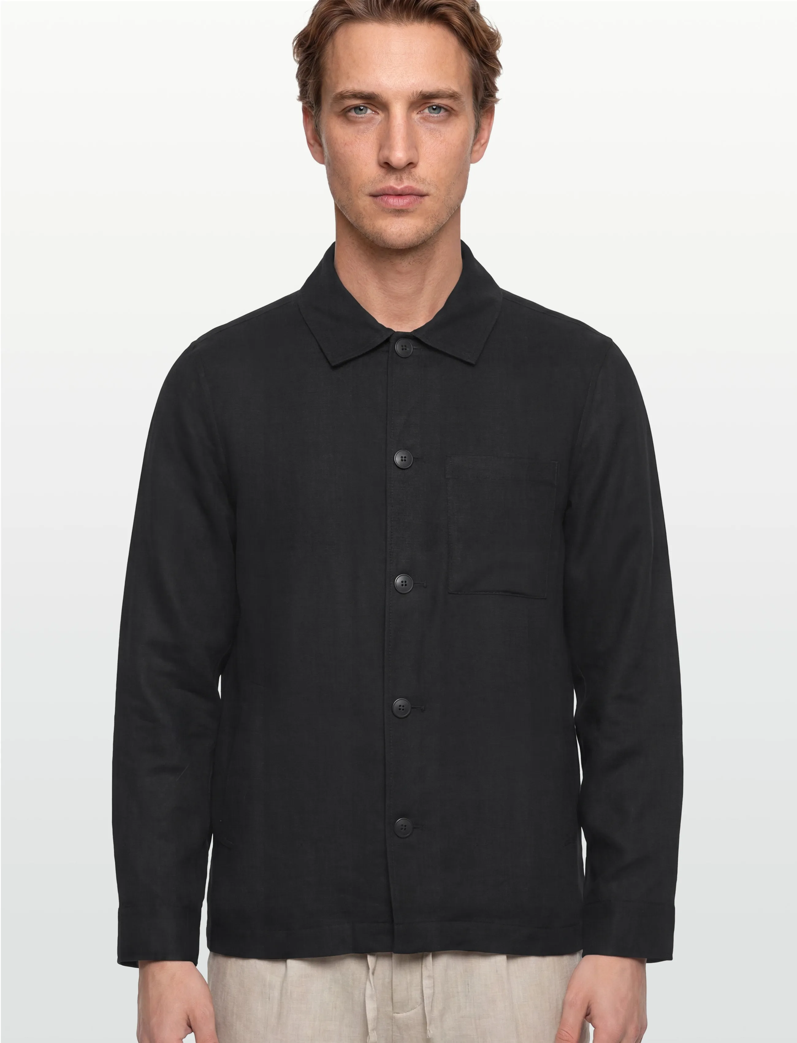 Lindbergh Black - ?Linen overshirt - miesten - black - 3