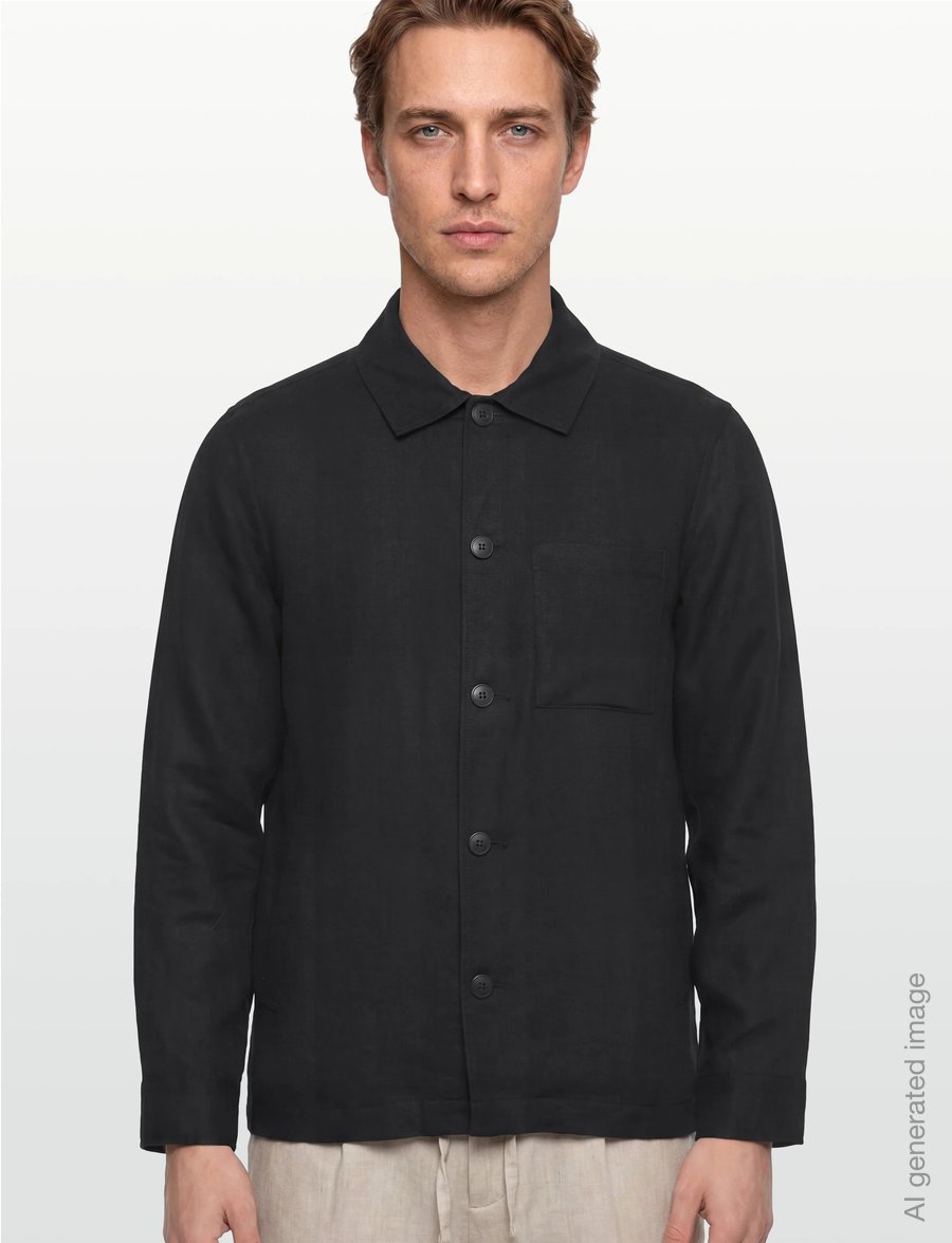 Lindbergh Black - ?Linen overshirt - overshirts - black - 3