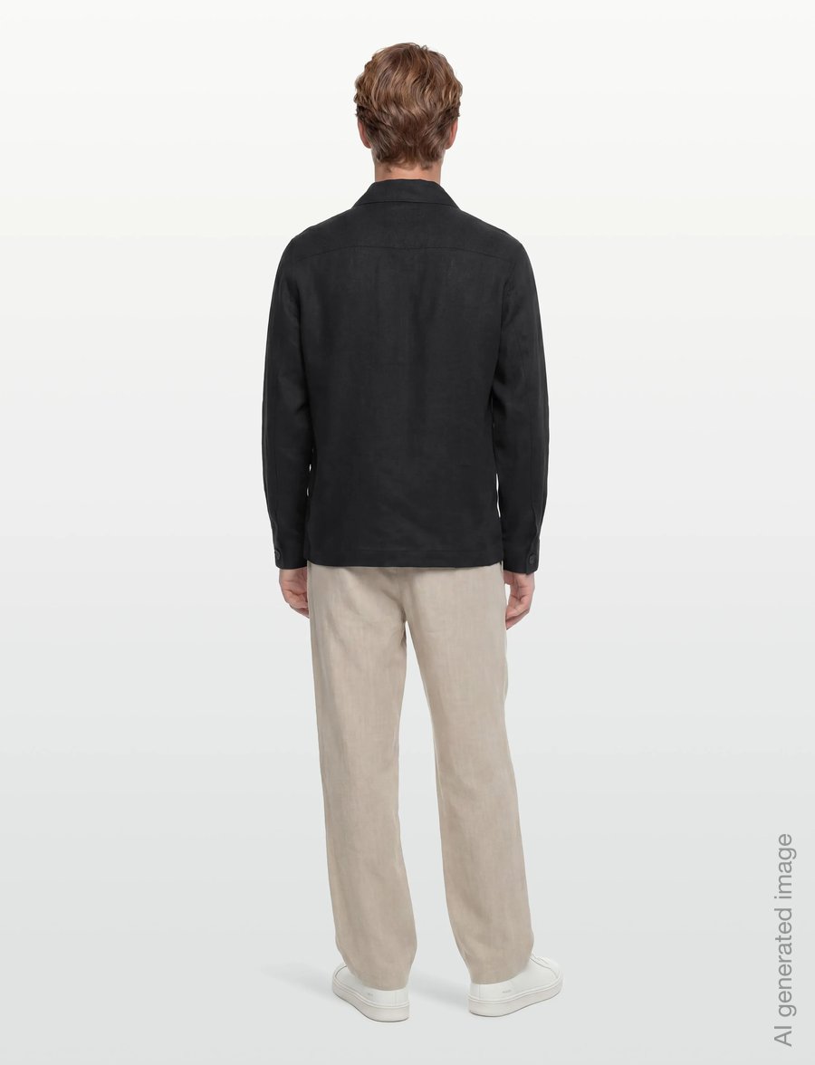 Lindbergh Black - ?Linen overshirt - overshirts - black - 4