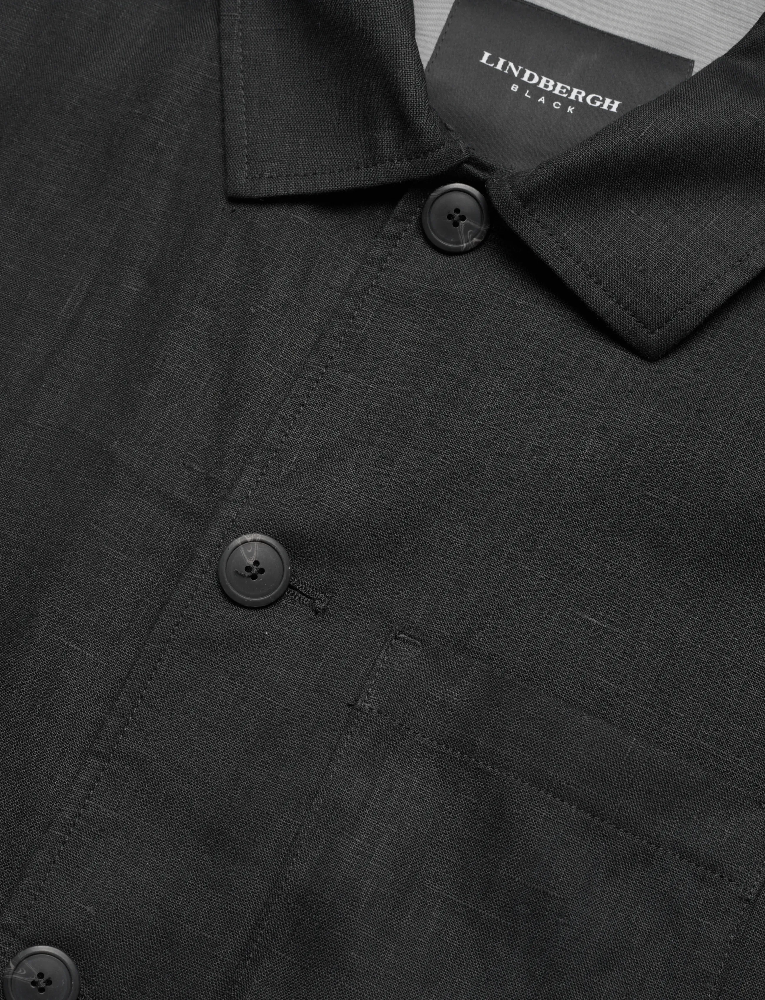 Lindbergh Black - ?Linen overshirt - mężczyźni - black - 3