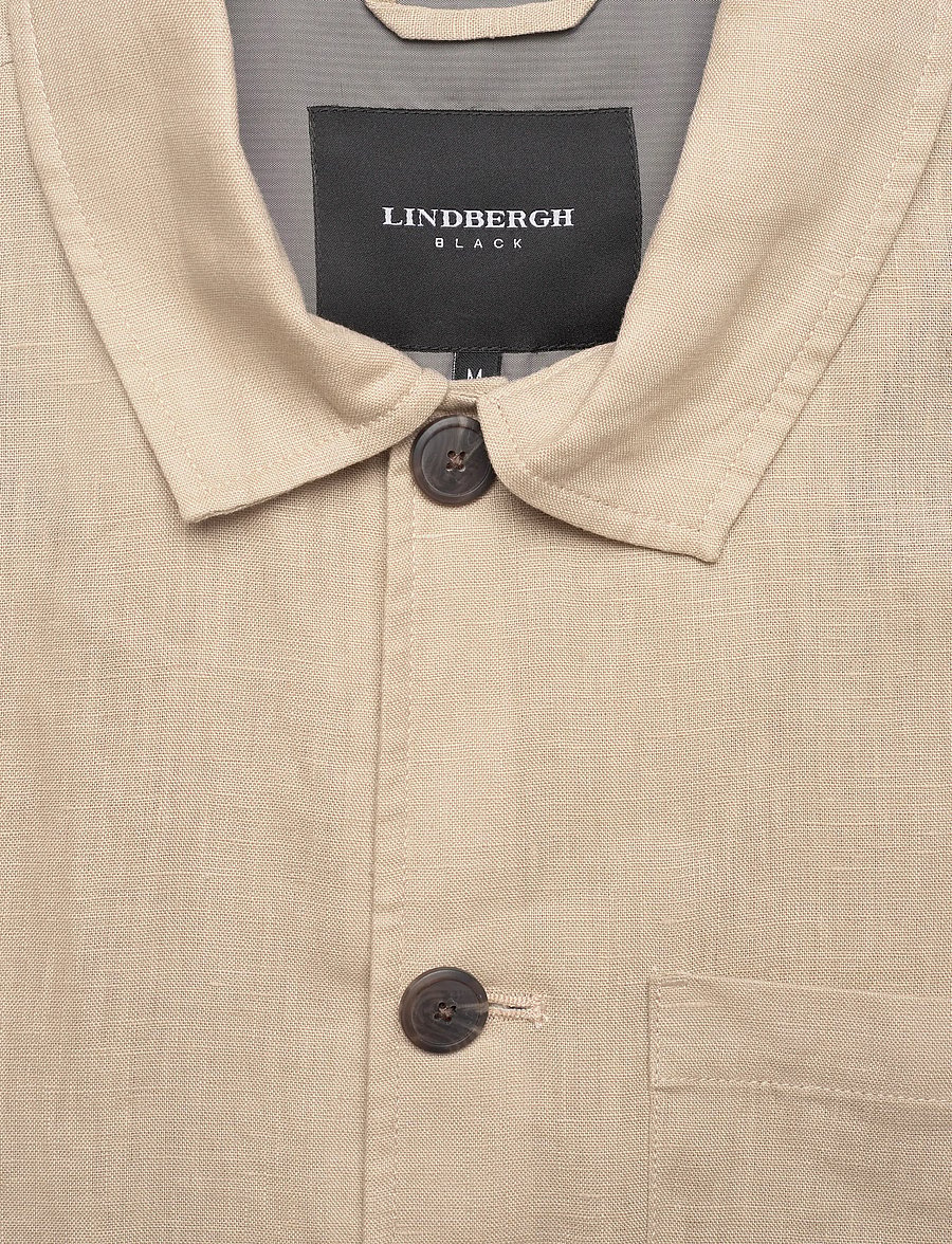 Lindbergh Black - ?Linen overshirt - overshirts - sand - 2