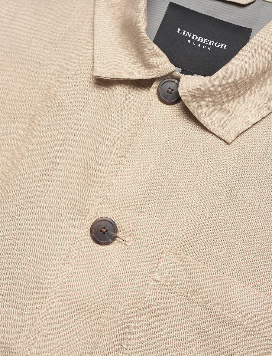 Lindbergh Black - ?Linen overshirt - overshirts - sand - 3