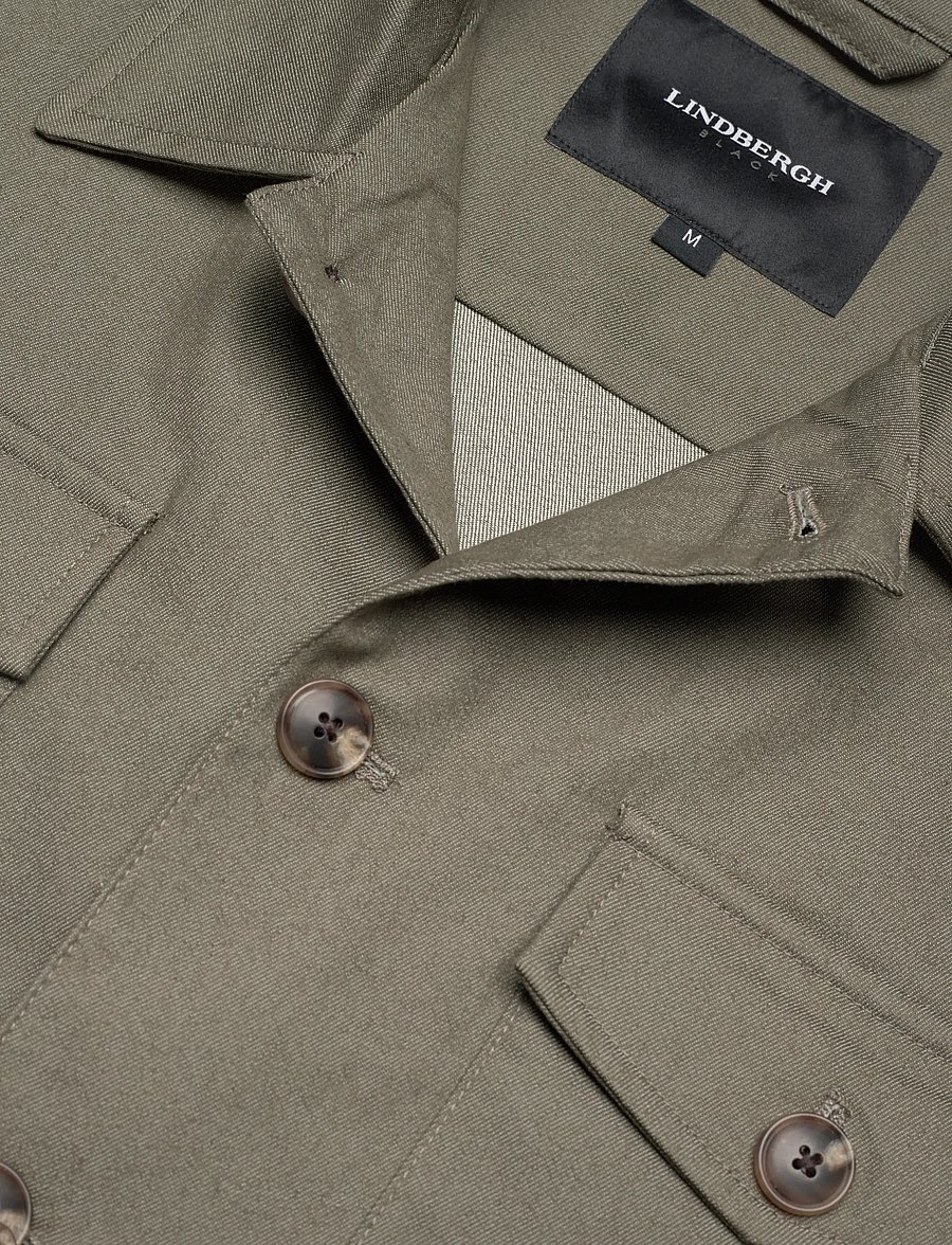 Lindbergh Black - Stretch cotton overshirt - paitatakit - army - 2