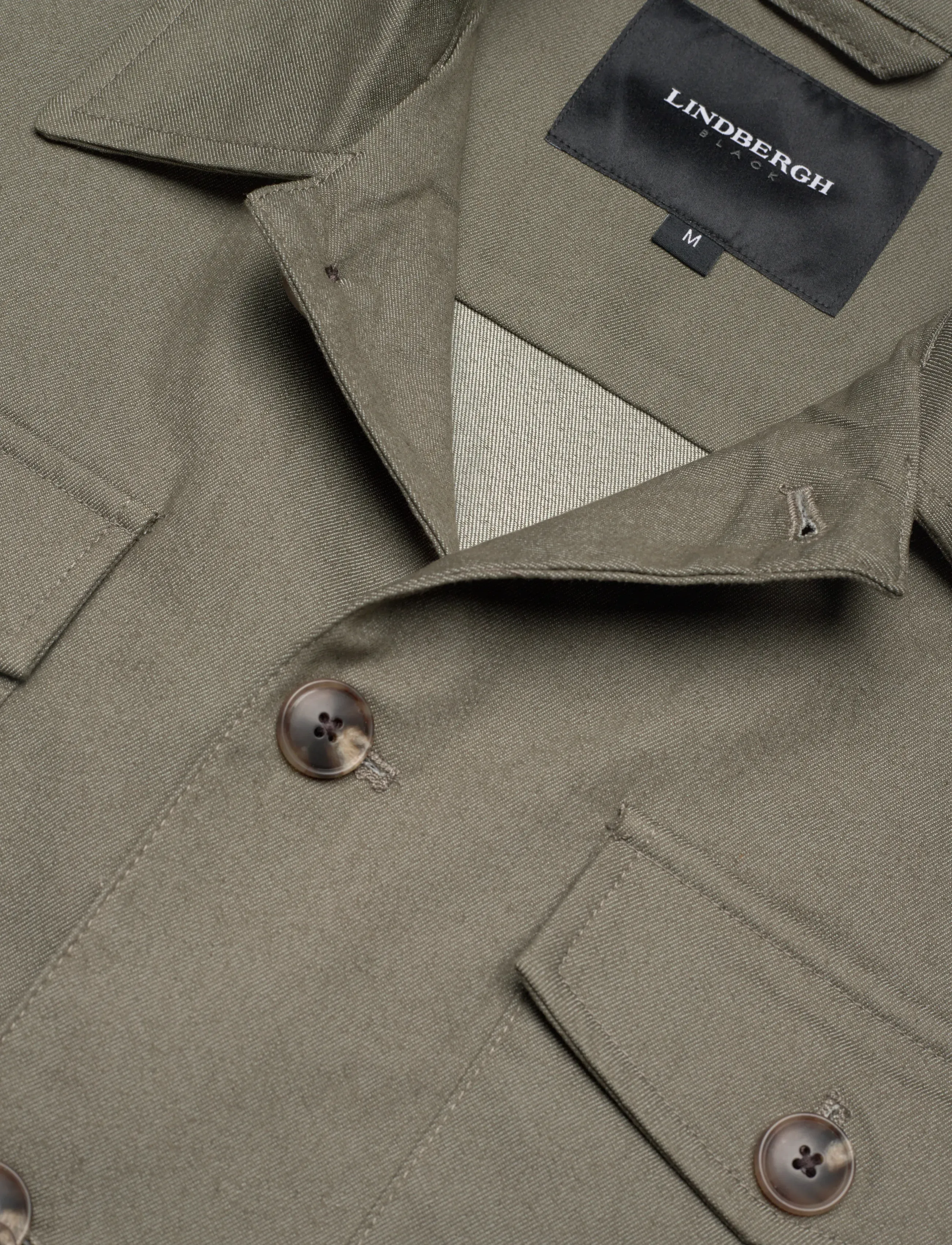 Lindbergh Black - Stretch cotton overshirt - overshirts - army - 2