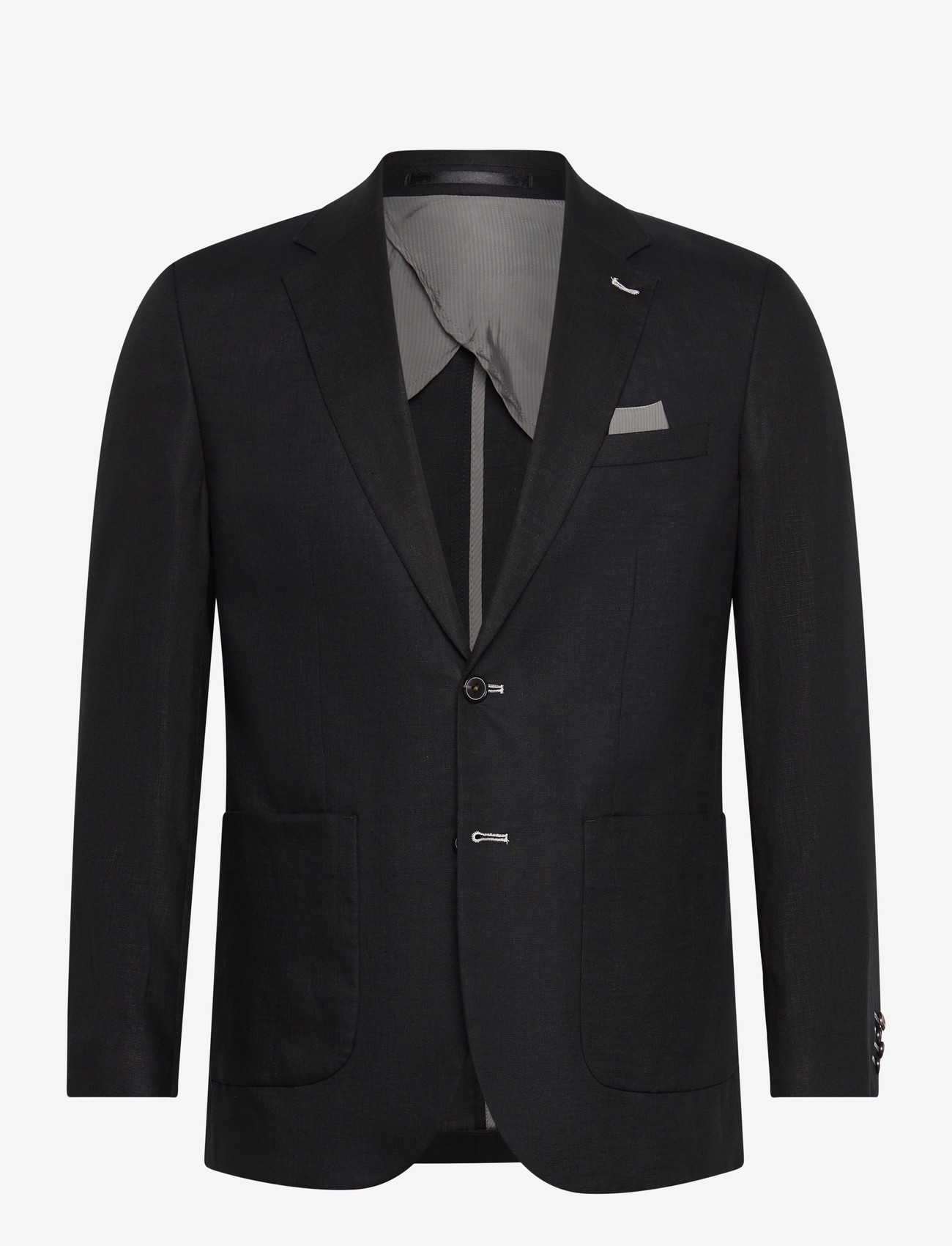 Lindbergh Black - Half lined linen blazer - Ühe rinnatisega pintsakud - black - 0