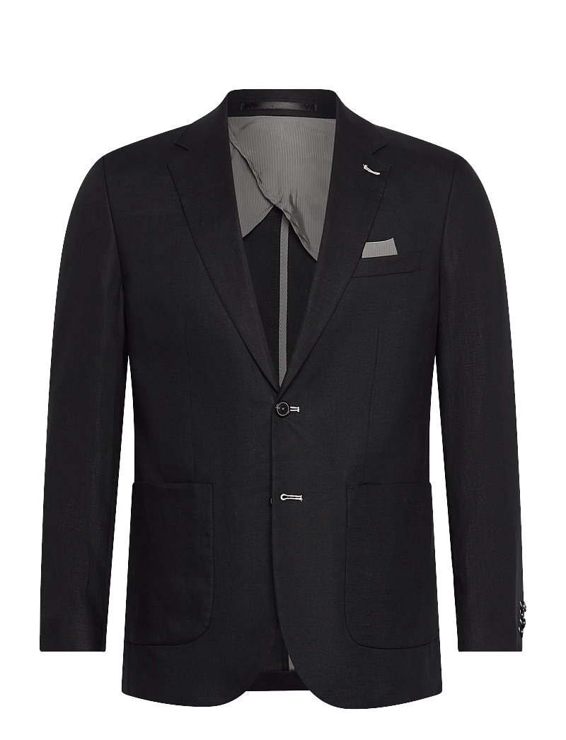 Lindbergh Black - Half lined linen blazer - enkeltradede blazere - black - 0