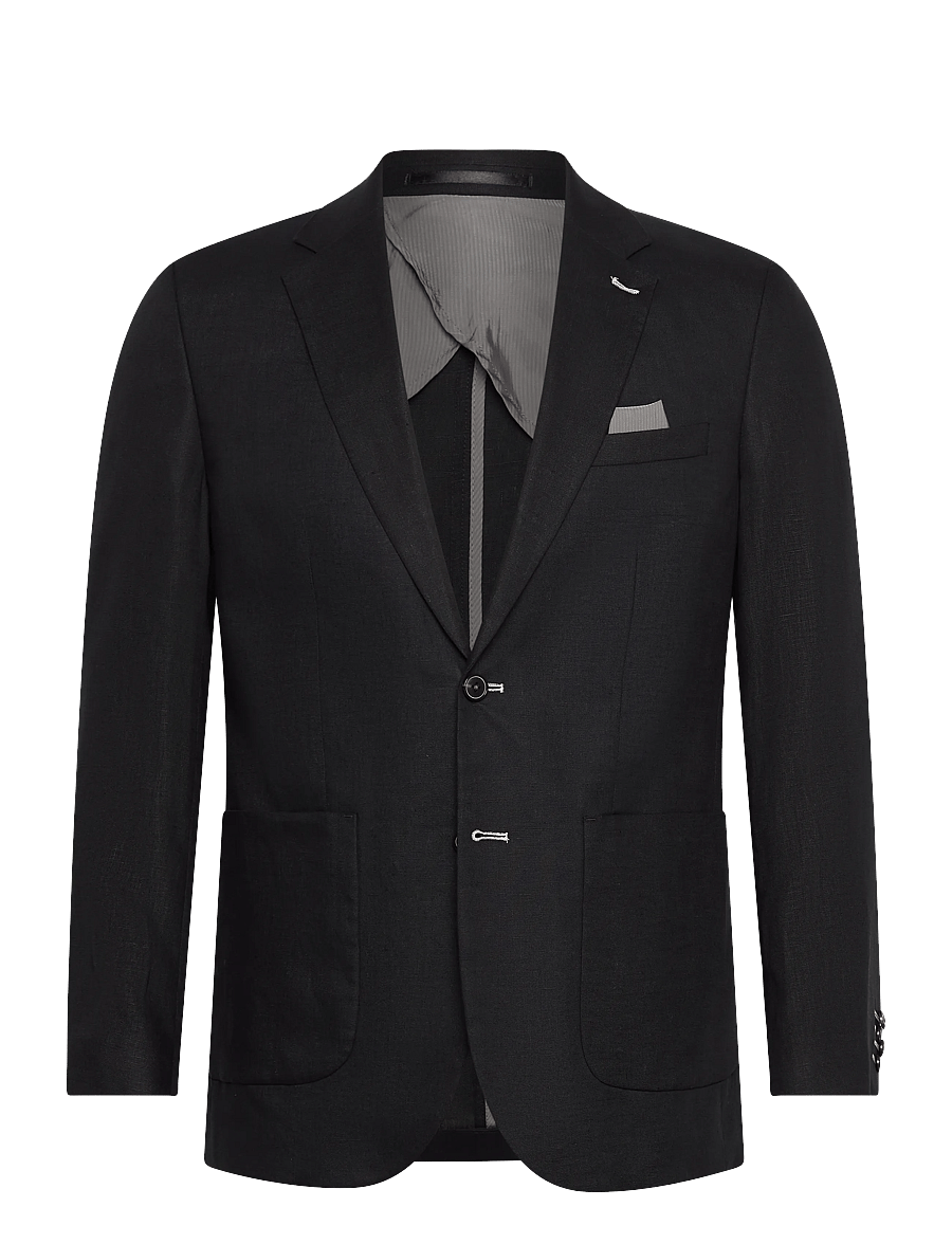 Lindbergh Black - Half lined linen blazer - enkelknäppta kavajer - black - 0