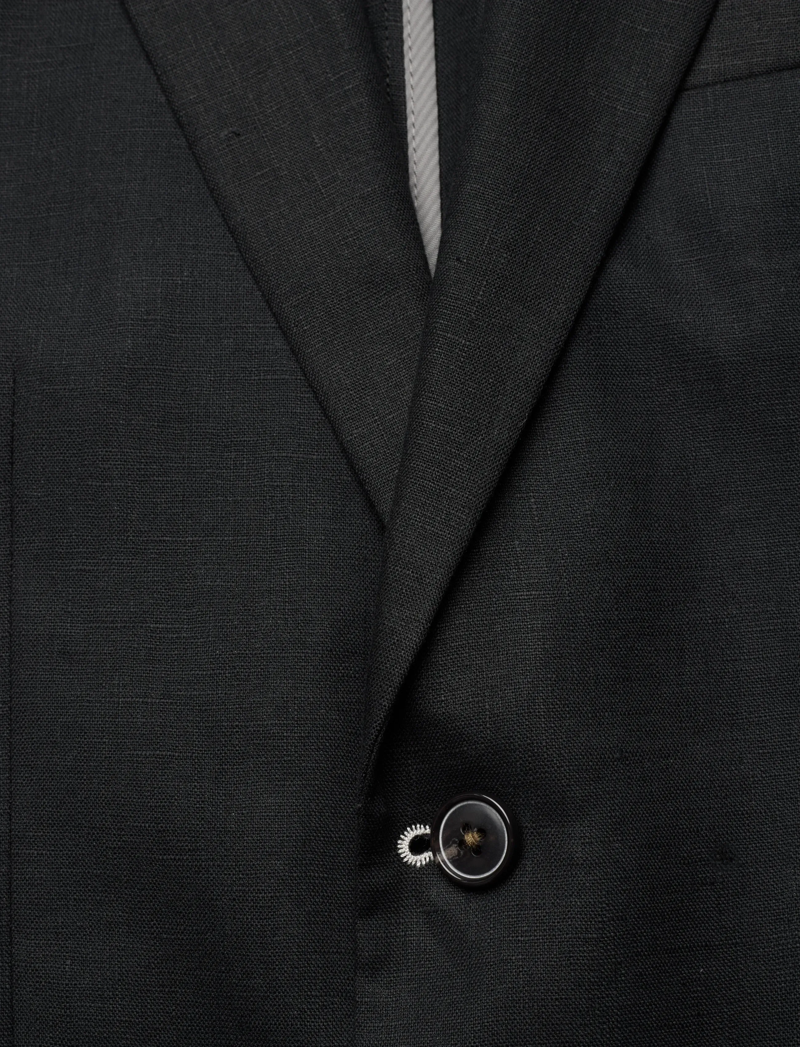 Lindbergh Black - Half lined linen blazer - enkeltradede blazere - black - 2