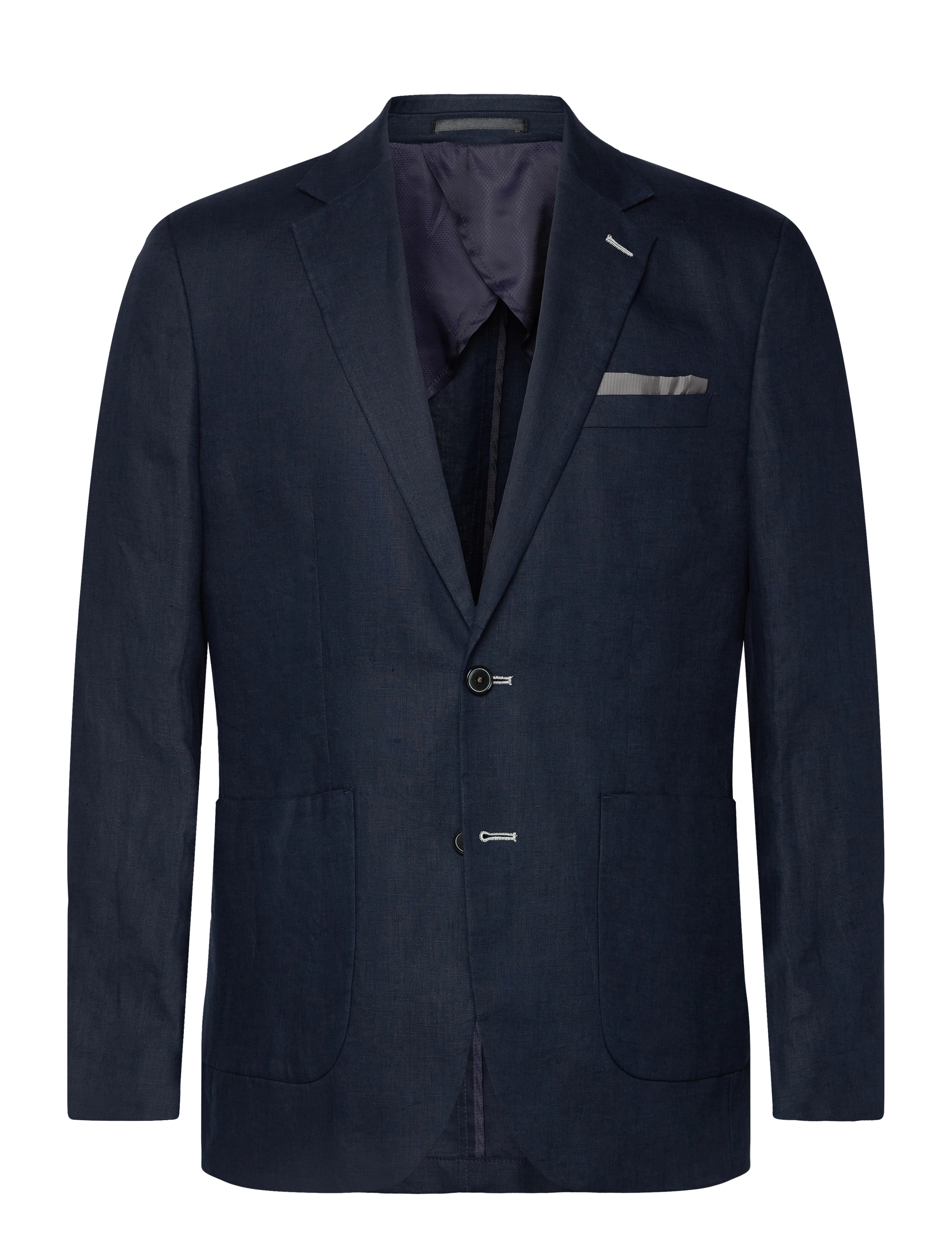 Half lined linen blazer - DK BLUE