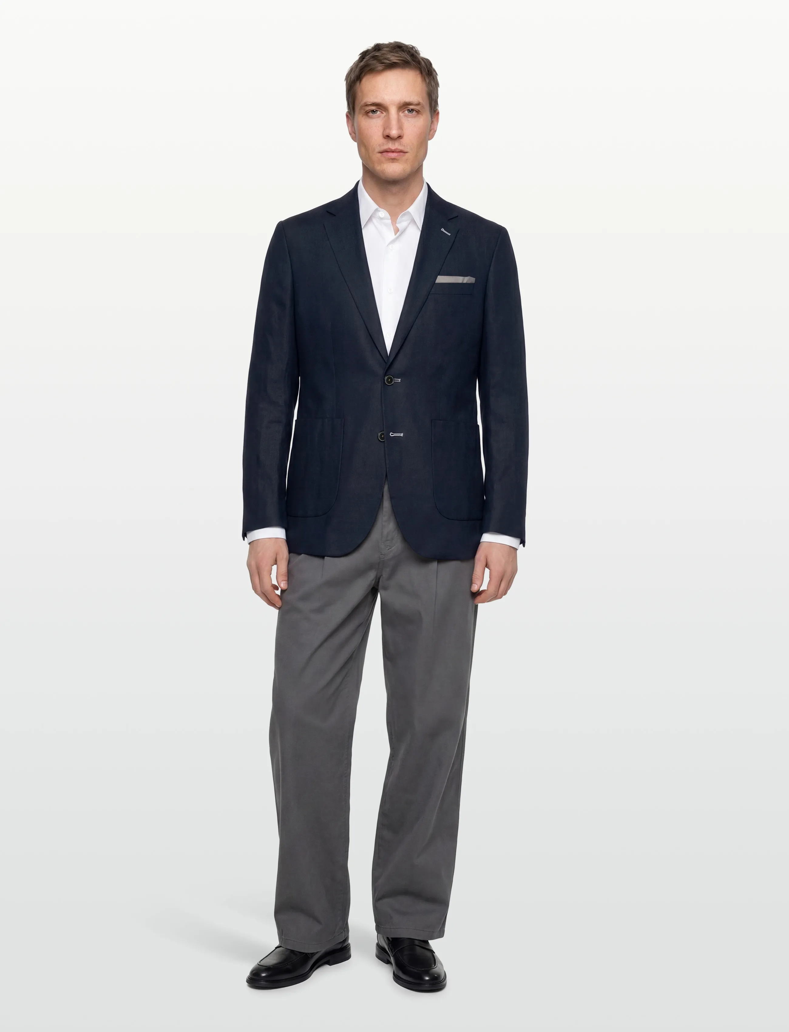 Lindbergh Black Half Lined Linen Blazer, 50, Navy, Blazere > Enkeltradede Blazere, Herre