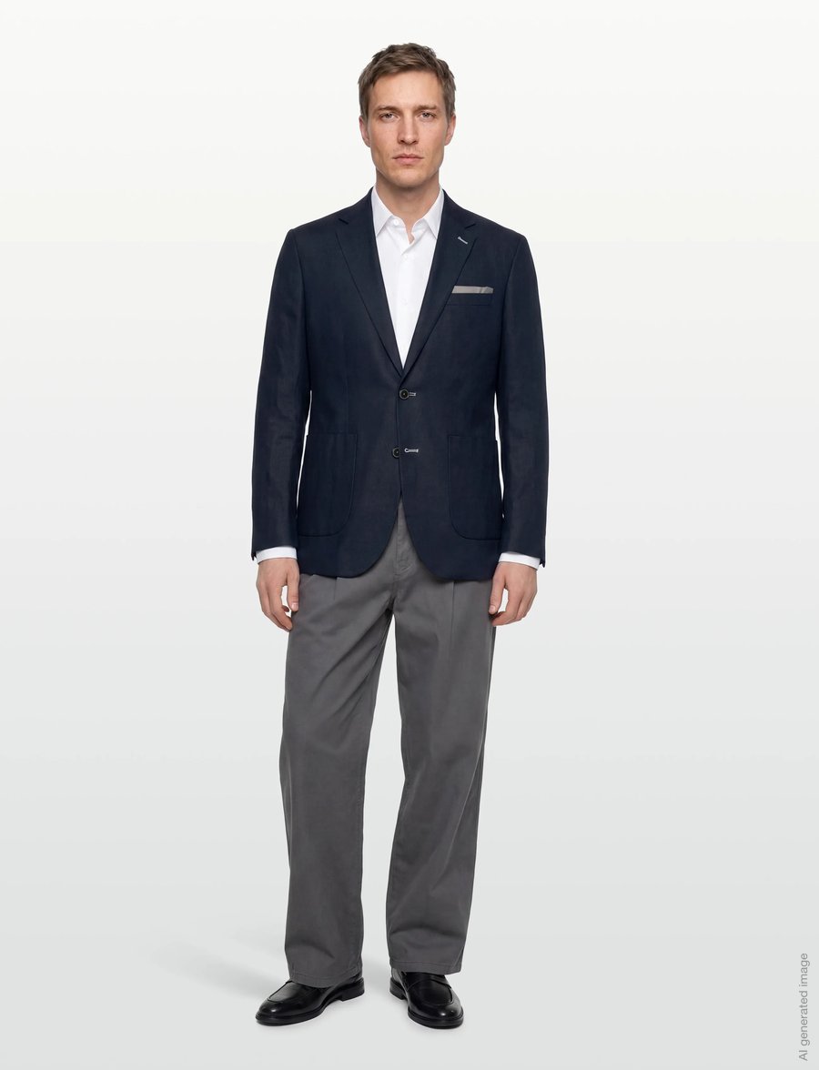 Lindbergh Black - Half lined linen blazer - einreiher - dk blue - 0