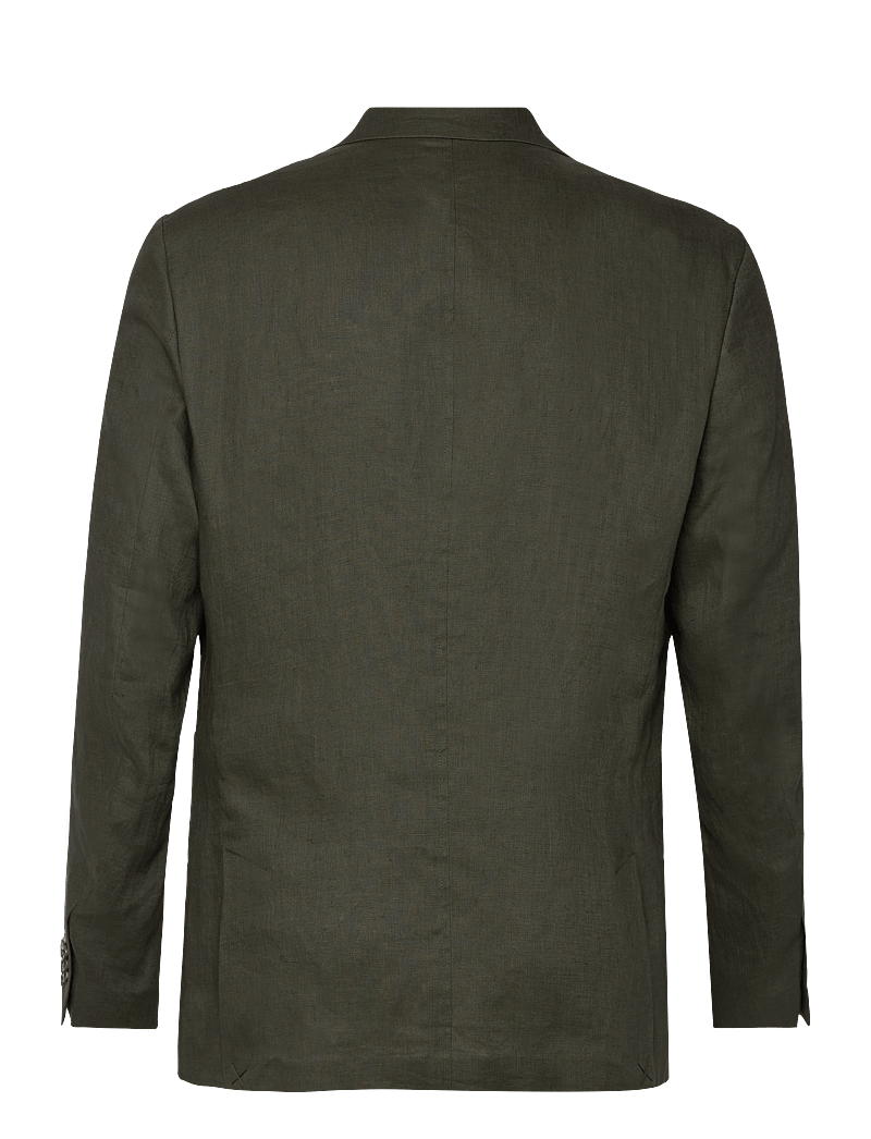 Lindbergh Black - Half lined linen blazer - enkeltradede blazere - green mel - 1