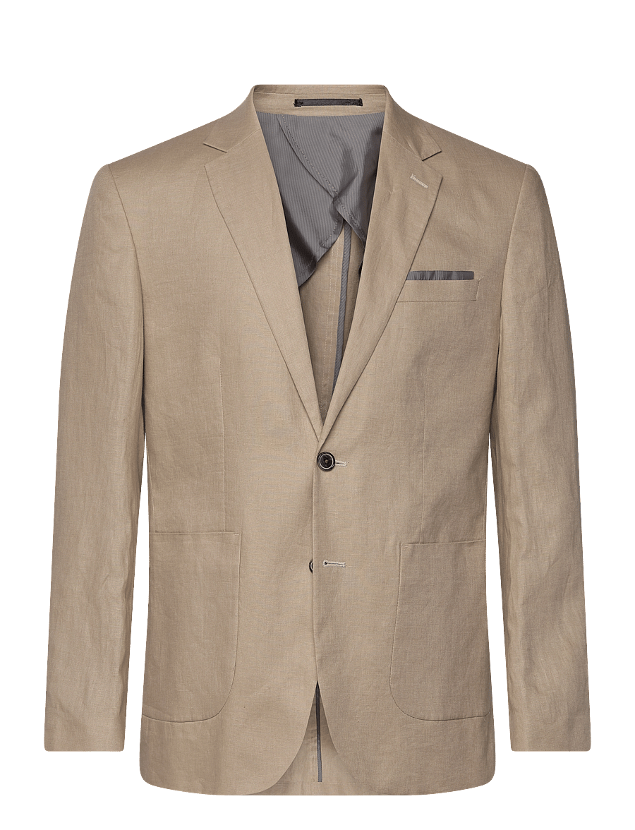 Lindbergh Black - Half lined linen blazer - Ühe rinnatisega pintsakud - sand - 0