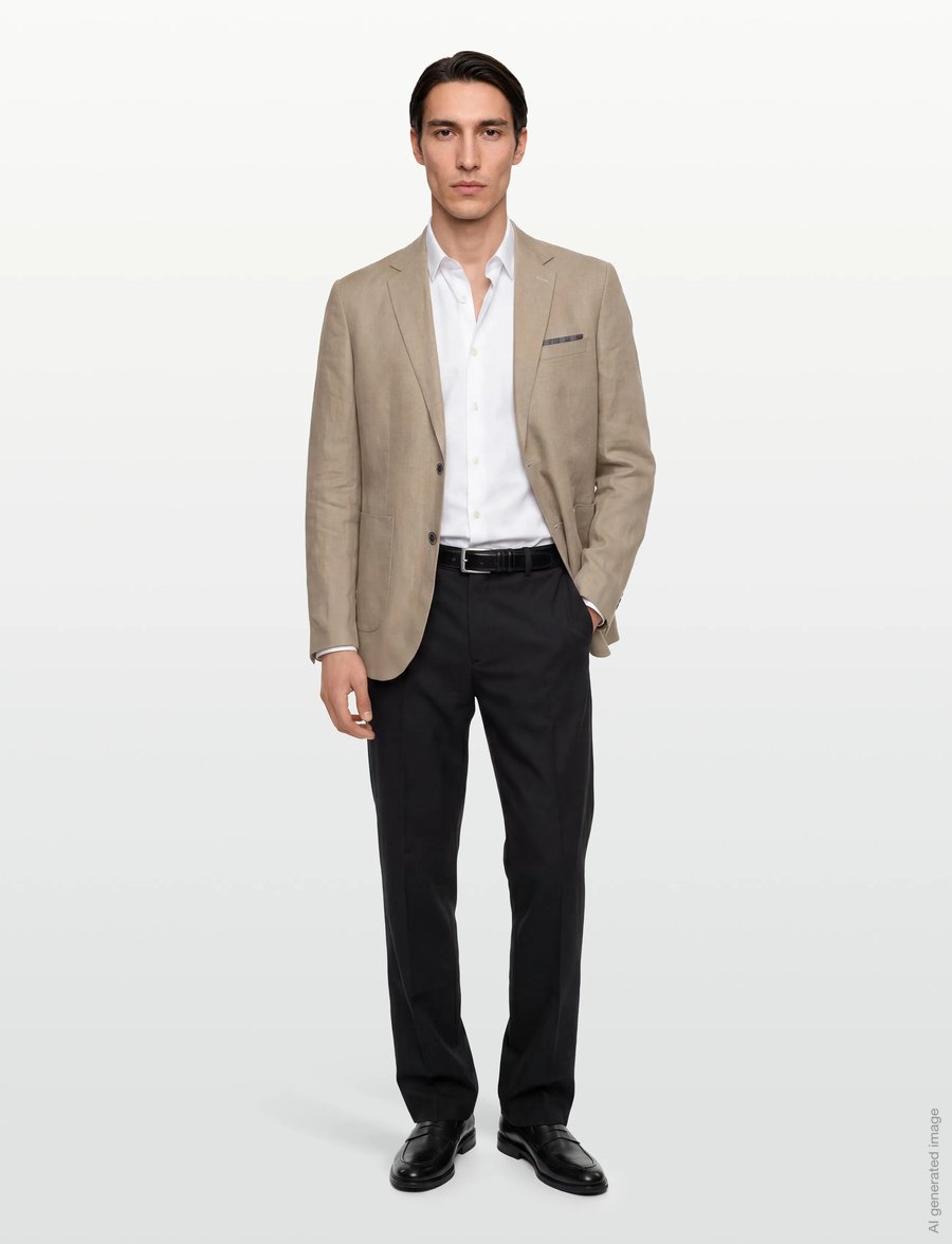 Lindbergh Black - Half lined linen blazer - enkelknäppta kavajer - sand - 0