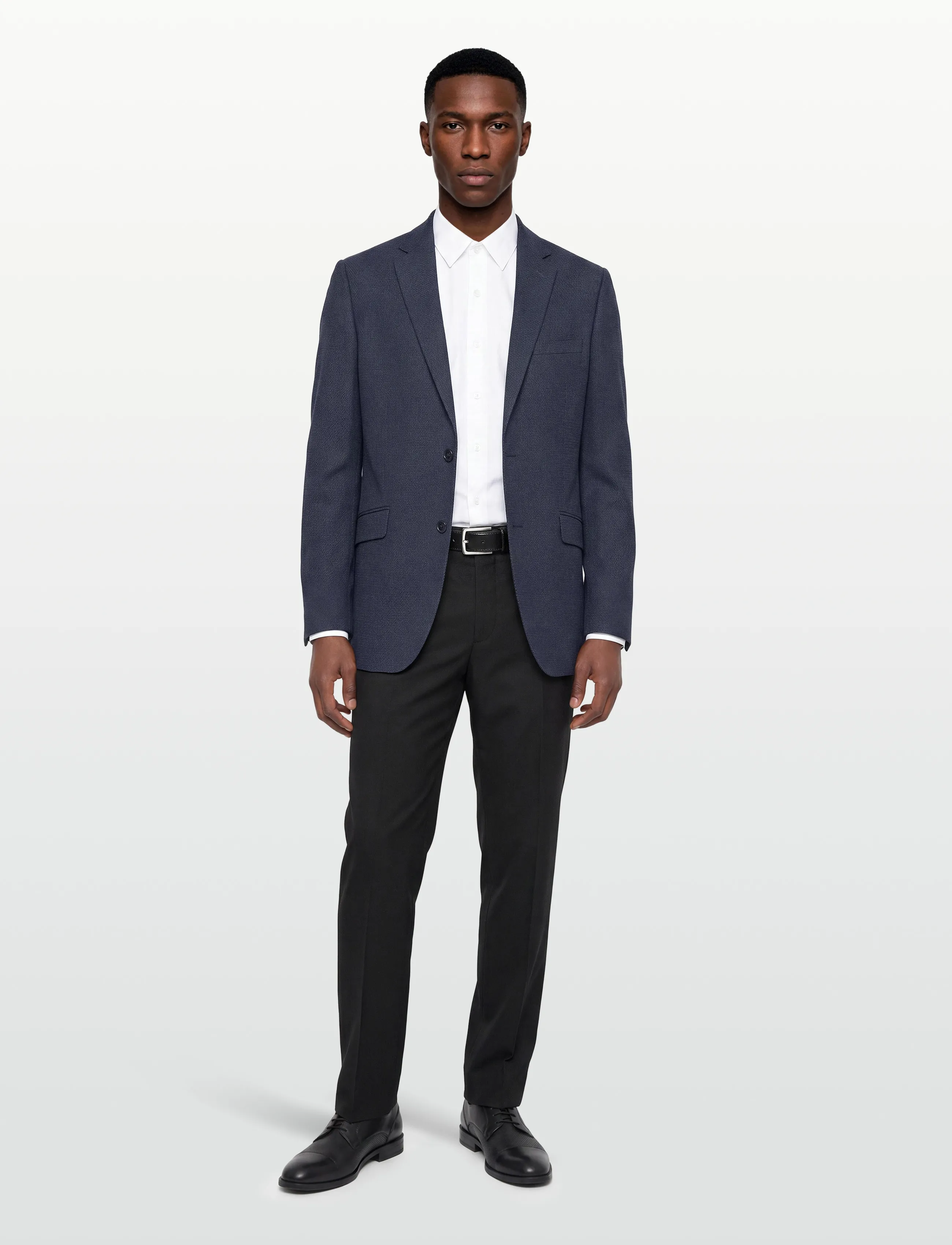 Lindbergh Black Dobby Stretch Blazer, 58, Navy, Blazere > Enkeltradede Blazere, Herre