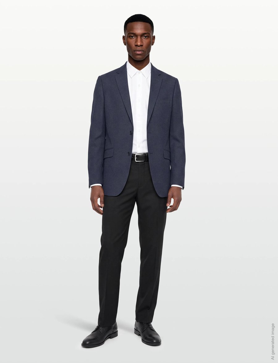 Lindbergh Black - Dobby stretch blazer - einreiher - blue mix - 0