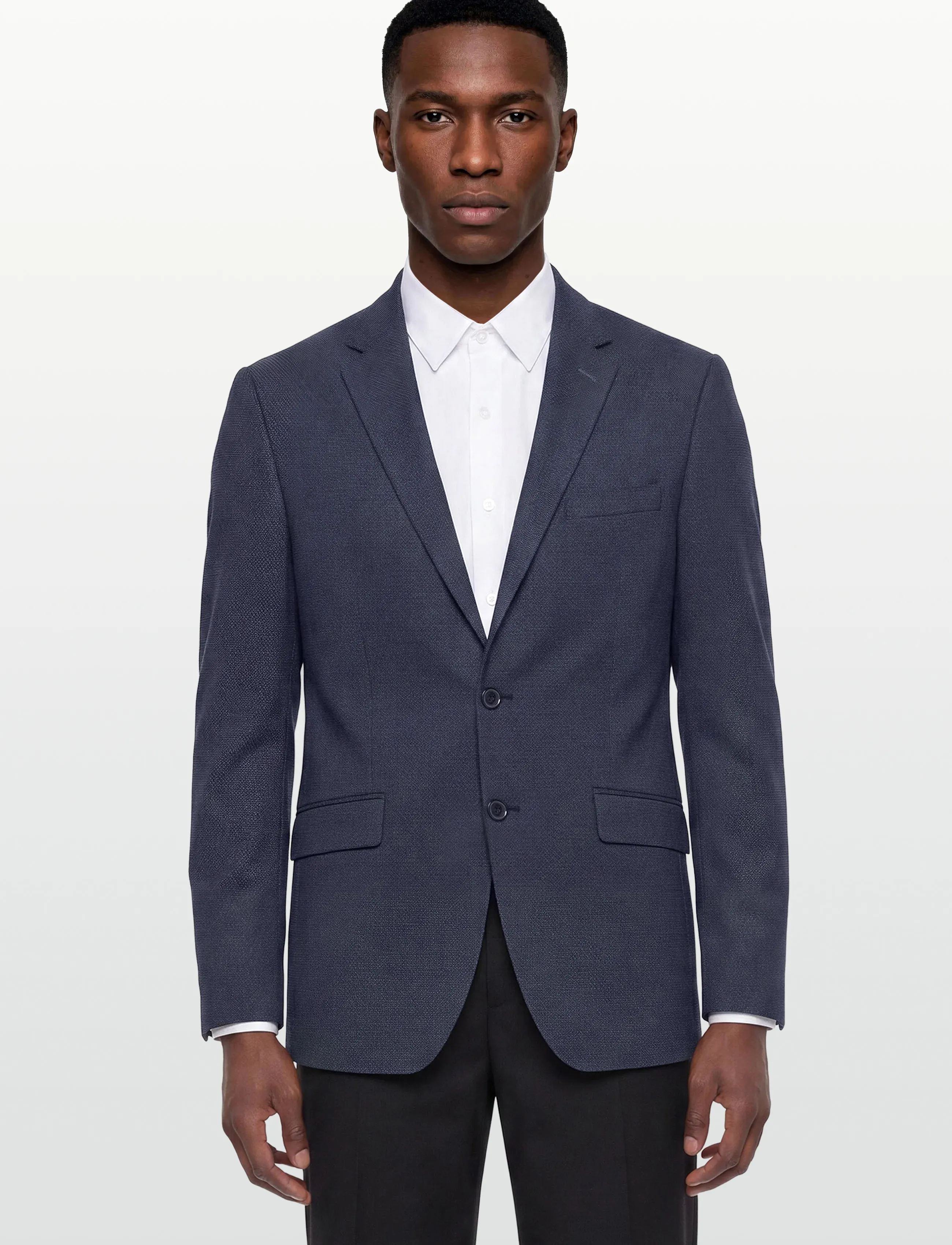 Lindbergh Black - Dobby stretch blazer - einreiher - blue mix - 3