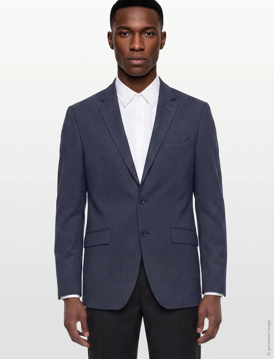 Lindbergh Black - Dobby stretch blazer - einreiher - blue mix - 3