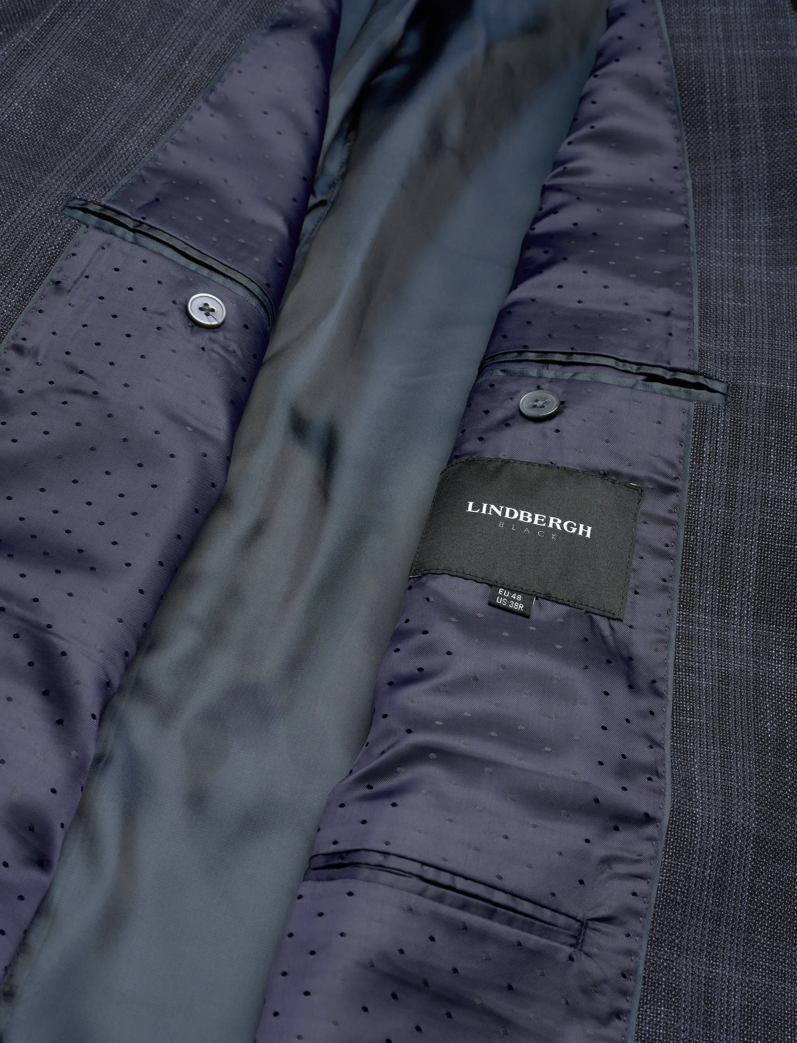 Lindbergh Black - Dobby check blazer - single breasted blazers - navy - 4