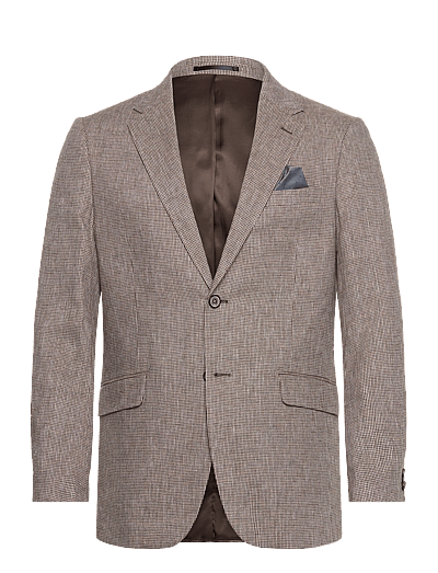 Lindbergh Black Linen blend houndstooth blazer - Blazere i hør - DK SAND MIX / brown