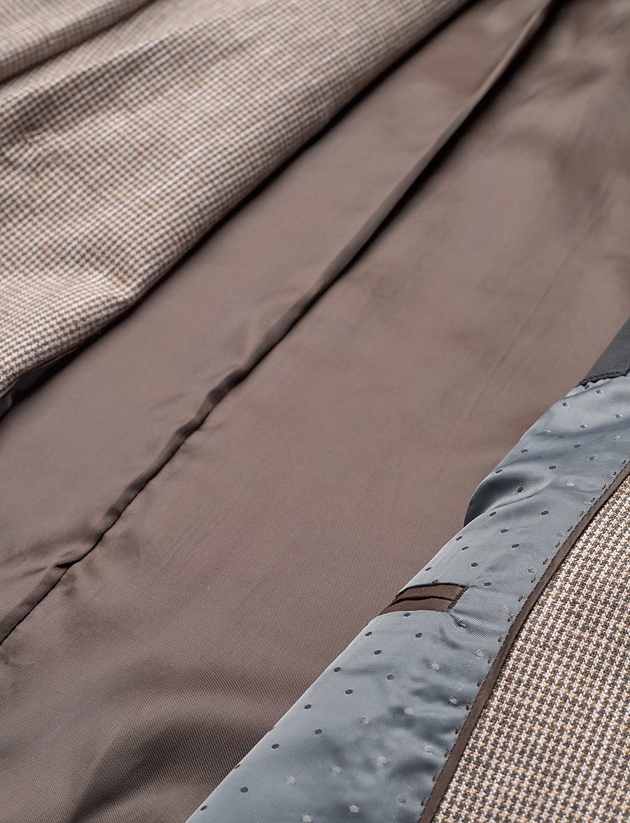 Lindbergh Black - Linen blend houndstooth blazer - einreiher - dk sand mix - 4