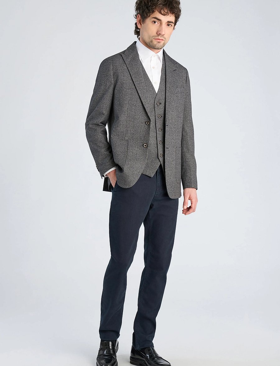 Lindbergh Black - Dobby check superflex unstructured blazer - enkeltradede blazere - brown mix - 0
