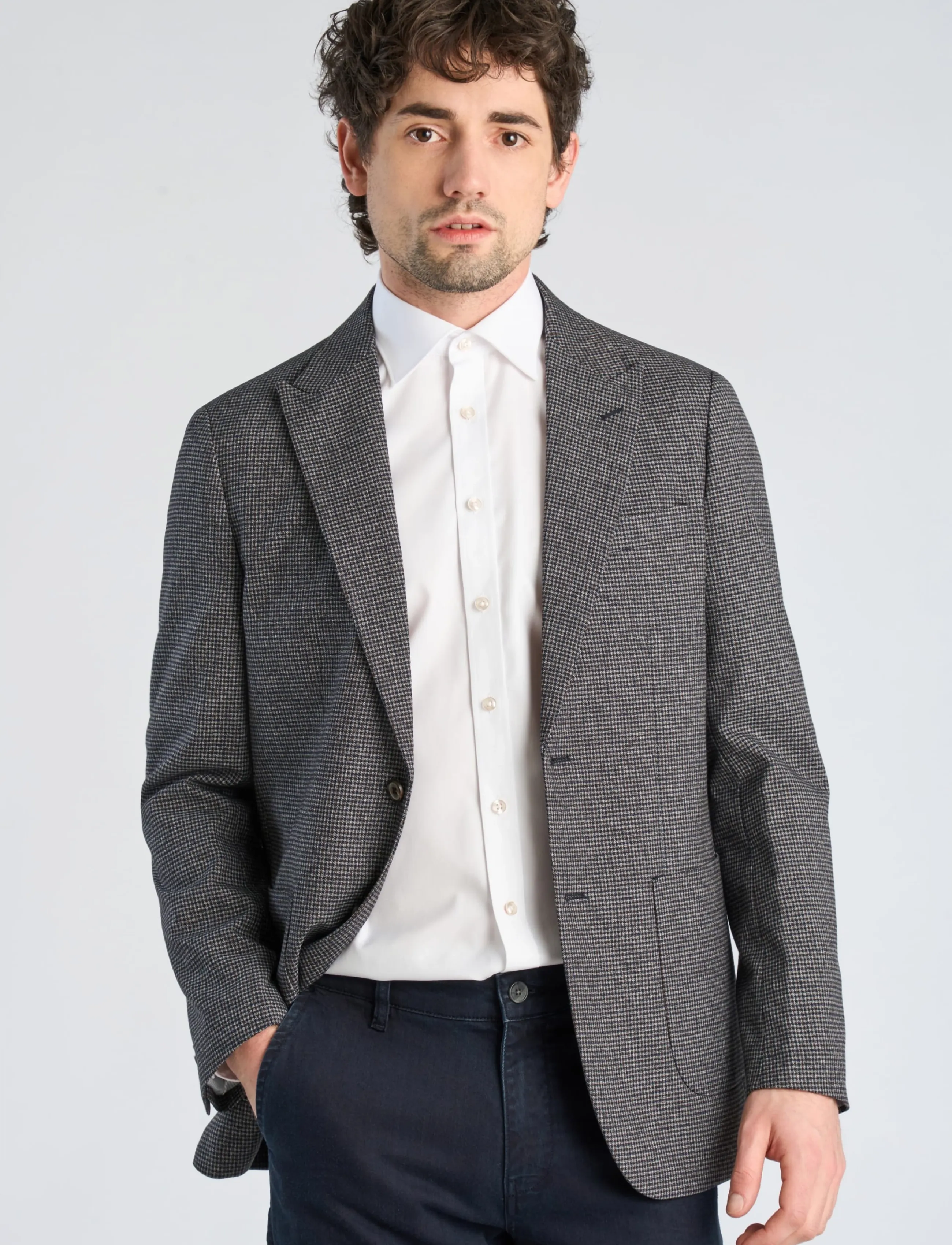 Lindbergh Black - Dobby check superflex unstructured blazer - enkeltradede blazere - brown mix - 3