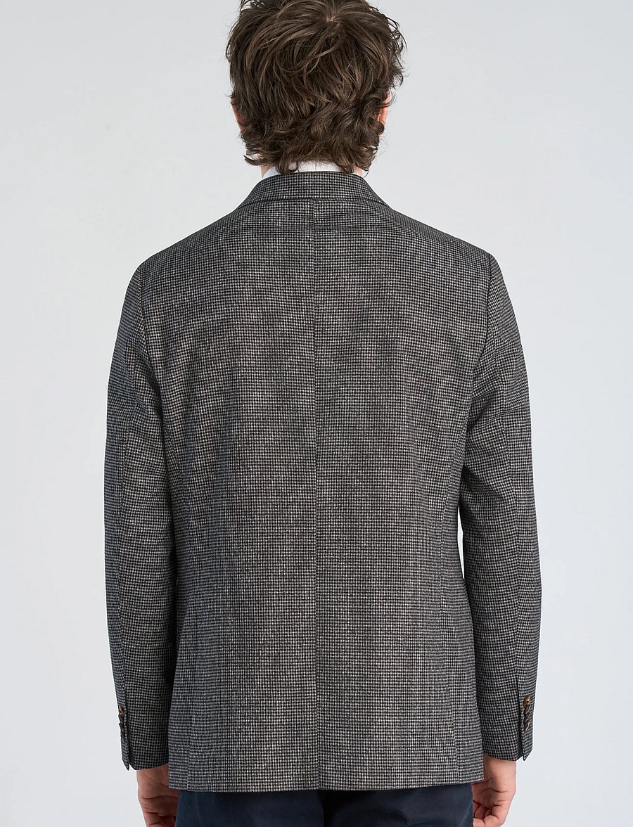 Lindbergh Black - Dobby check superflex unstructured blazer - enkeltradede blazere - brown mix - 4