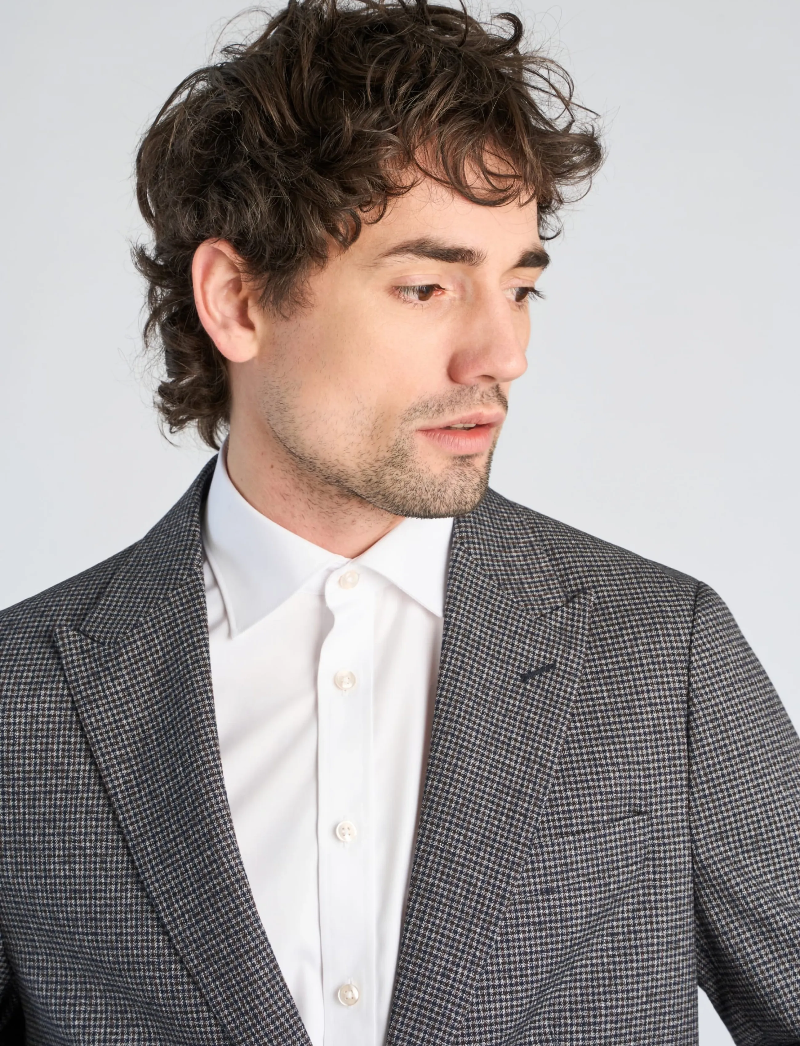 Lindbergh Black - Dobby check superflex unstructured blazer - enkeltradede blazere - brown mix - 5