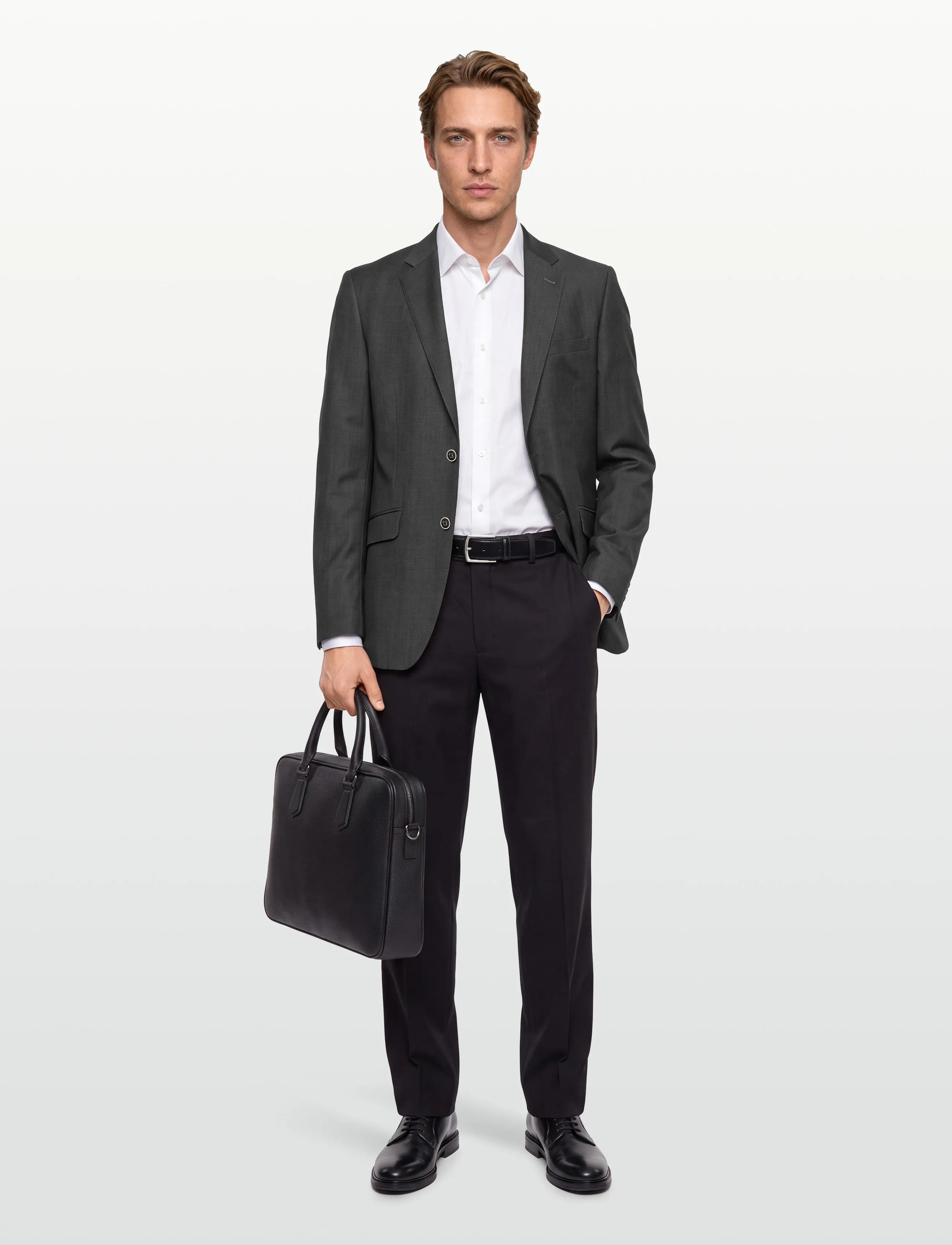 Lindbergh Black Superflex Blazer Combi, 46, Blazer, Grau - Single Breasted Männerswear