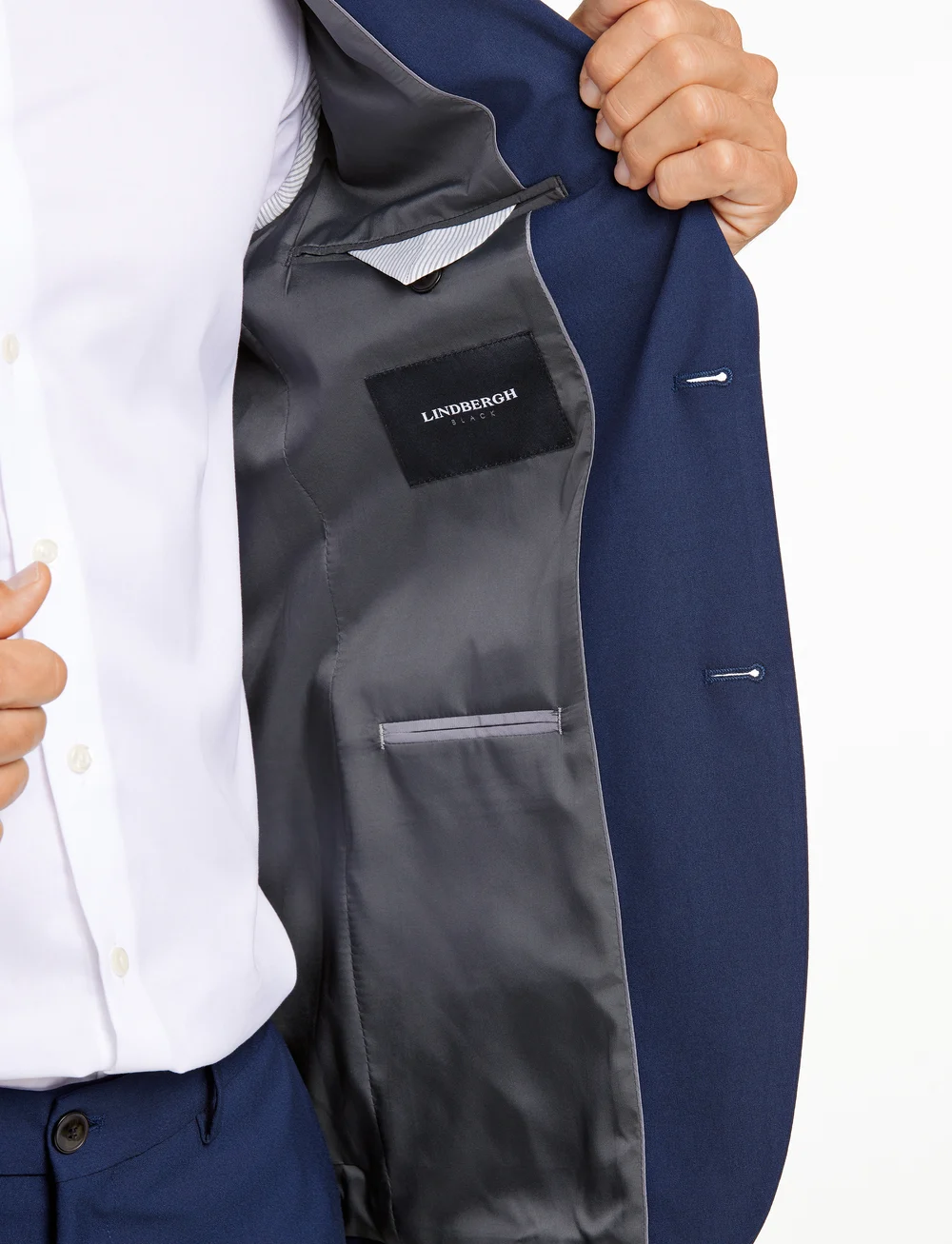 Lindbergh Black - Superflex blazer - single breasted blazers - dk blue mel - 4