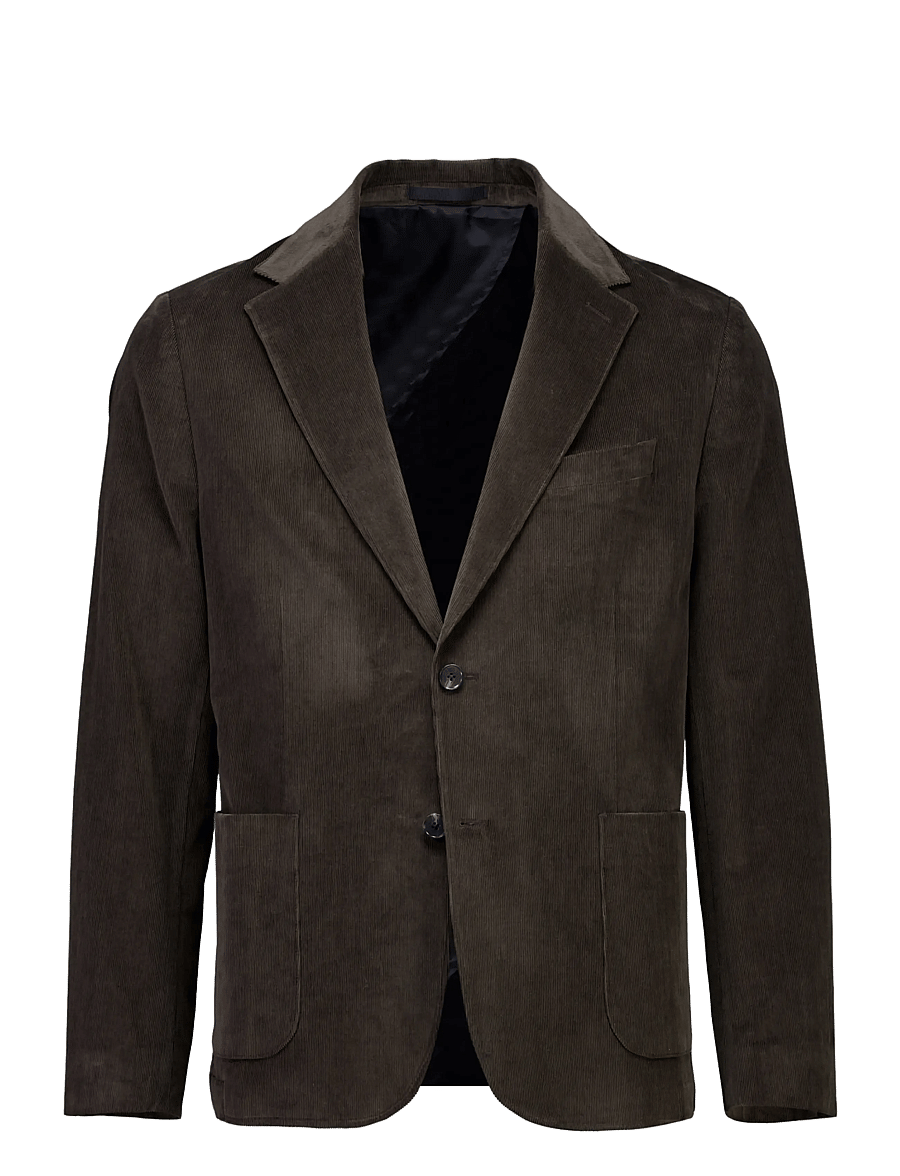 Lindbergh Black - 1927: Superflex cashmere touch corduroy half lined blazer - enkeltradede blazere - black olive - 0