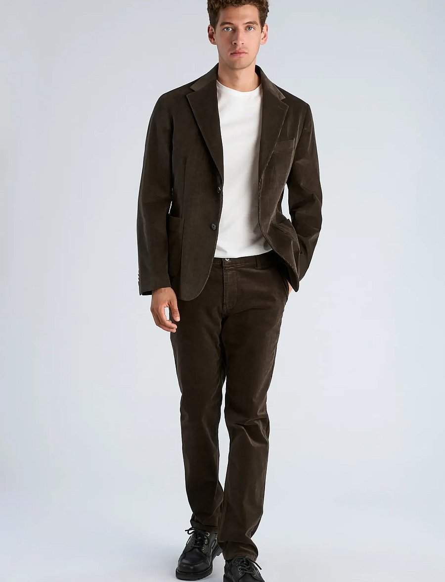 Lindbergh Black - 1927: Superflex cashmere touch corduroy half lined blazer - enkeltradede blazere - black olive - 0