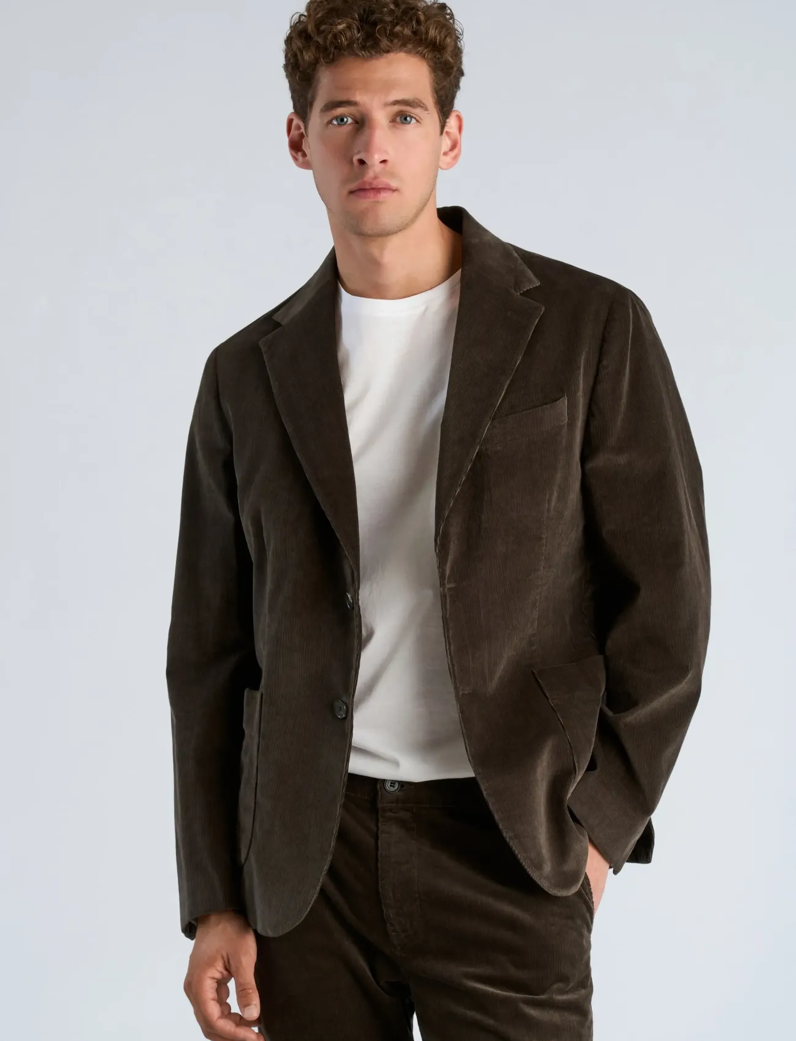 Lindbergh Black - 1927: Superflex cashmere touch corduroy half lined blazer - enkeltradede blazere - black olive - 3