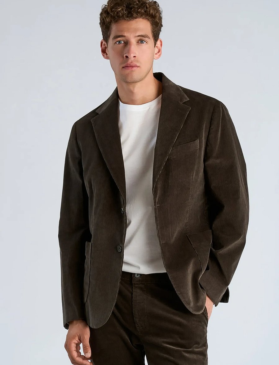 Lindbergh Black - 1927: Superflex cashmere touch corduroy half lined blazer - enkeltradede blazere - black olive - 3