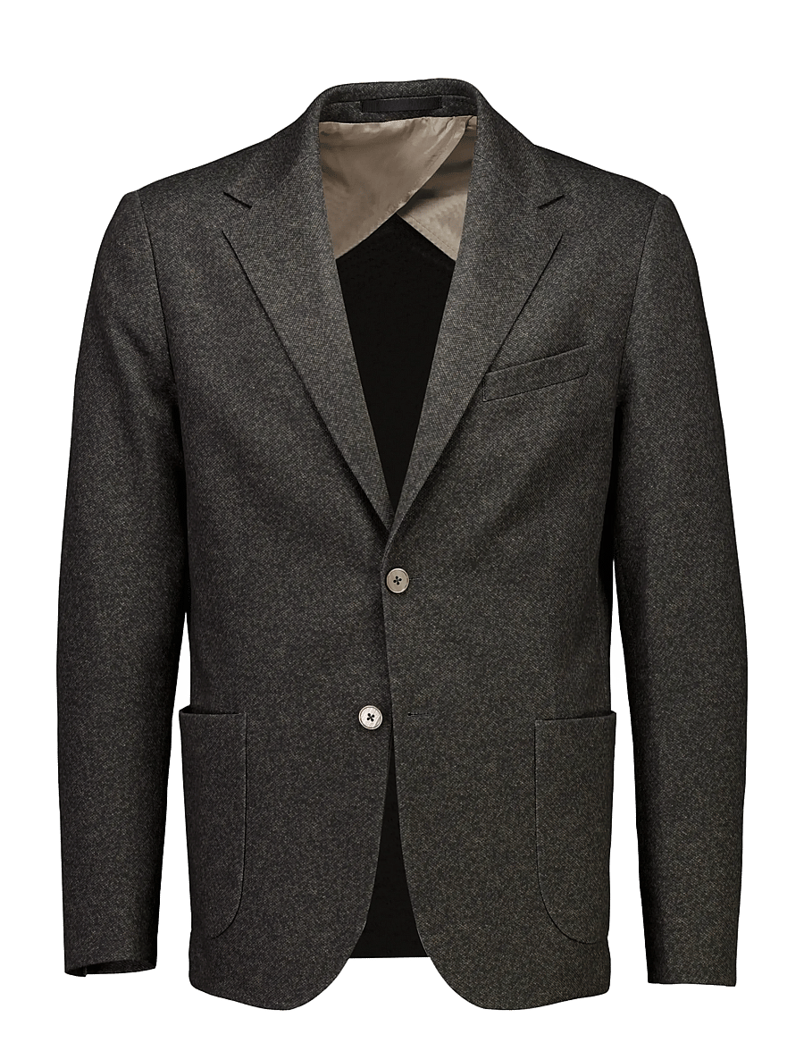 Lindbergh Black - 1927: Superflex half lined blazer - enkeltradede blazere - dk brown mel - 1