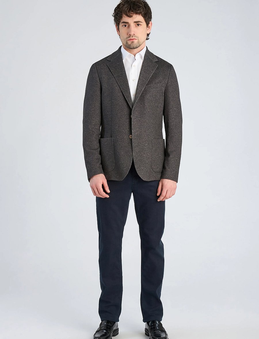 Lindbergh Black - 1927: Superflex half lined blazer - enkeltradede blazere - dk brown mel - 0