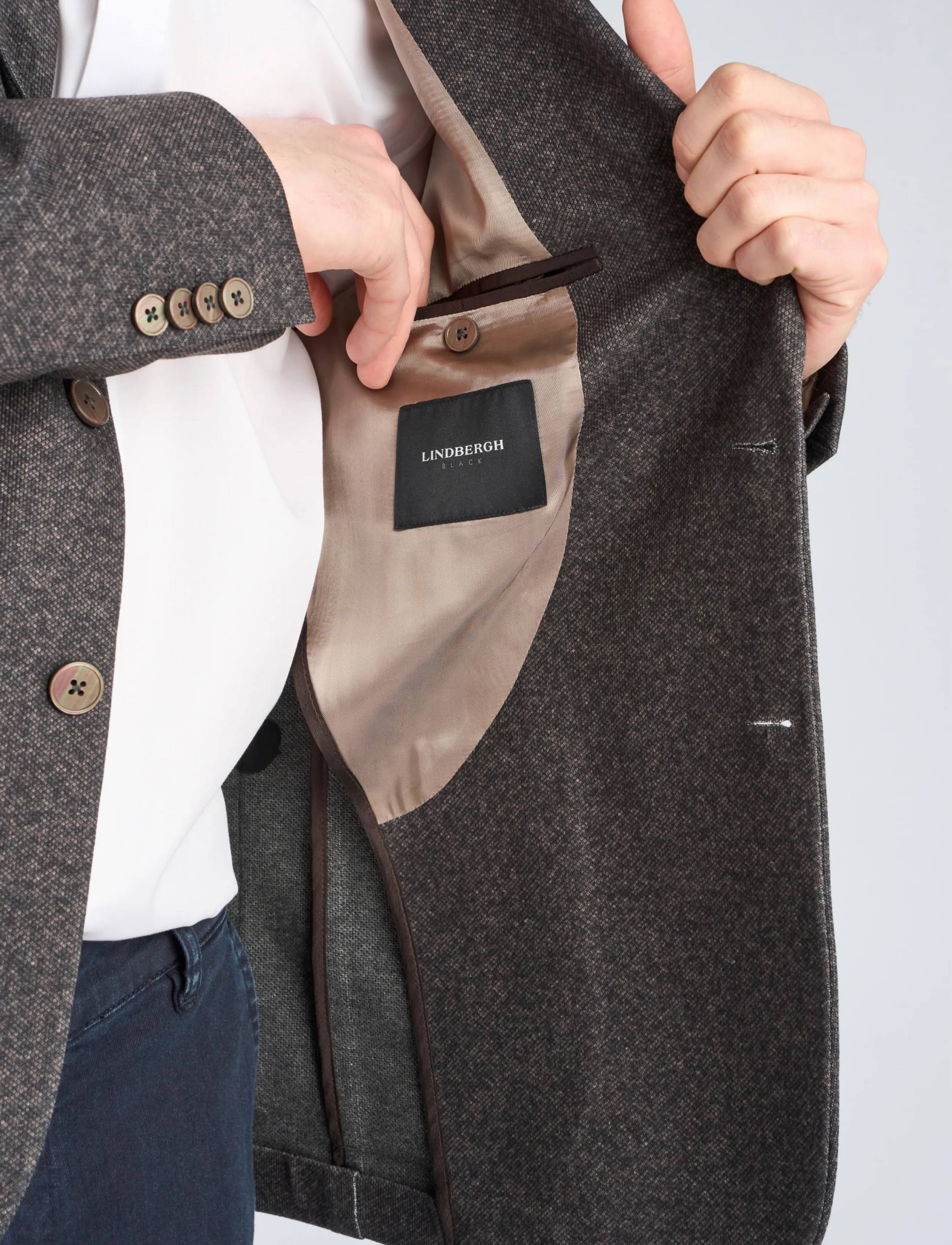 Lindbergh Black - 1927: Superflex half lined blazer - vienrindas žaketes - dk brown mel - 5
