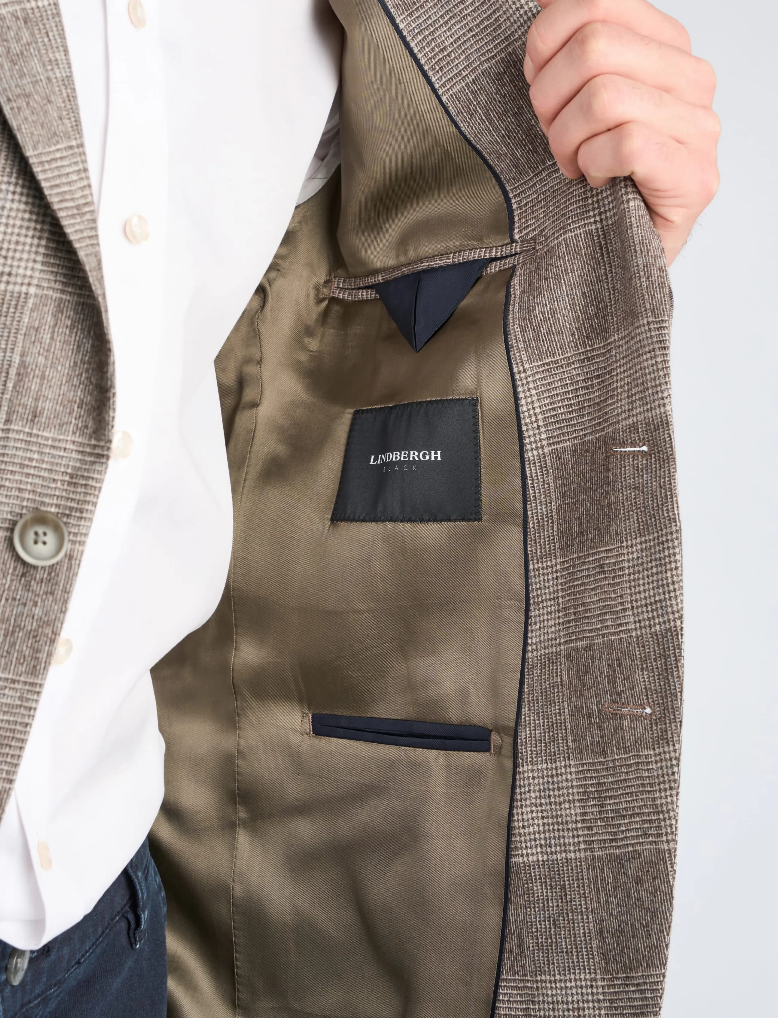 Lindbergh Black - 1927: cashmere blend blazer - einreiher - dk sand mix - 0