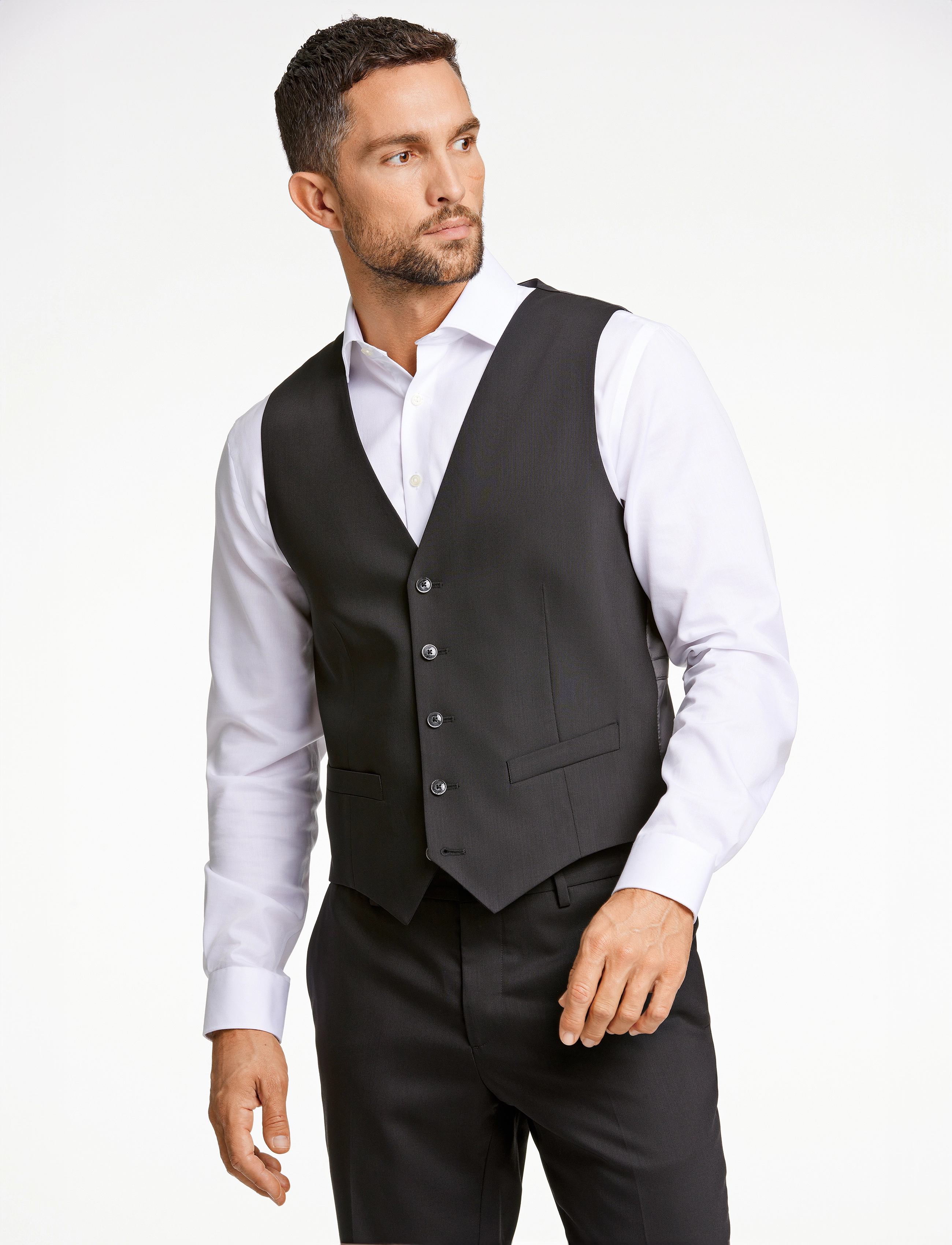 Lindbergh Black Technical Stretch Waistcoat, 50, Black, Suits & Blazere > Waistcoats, Herre