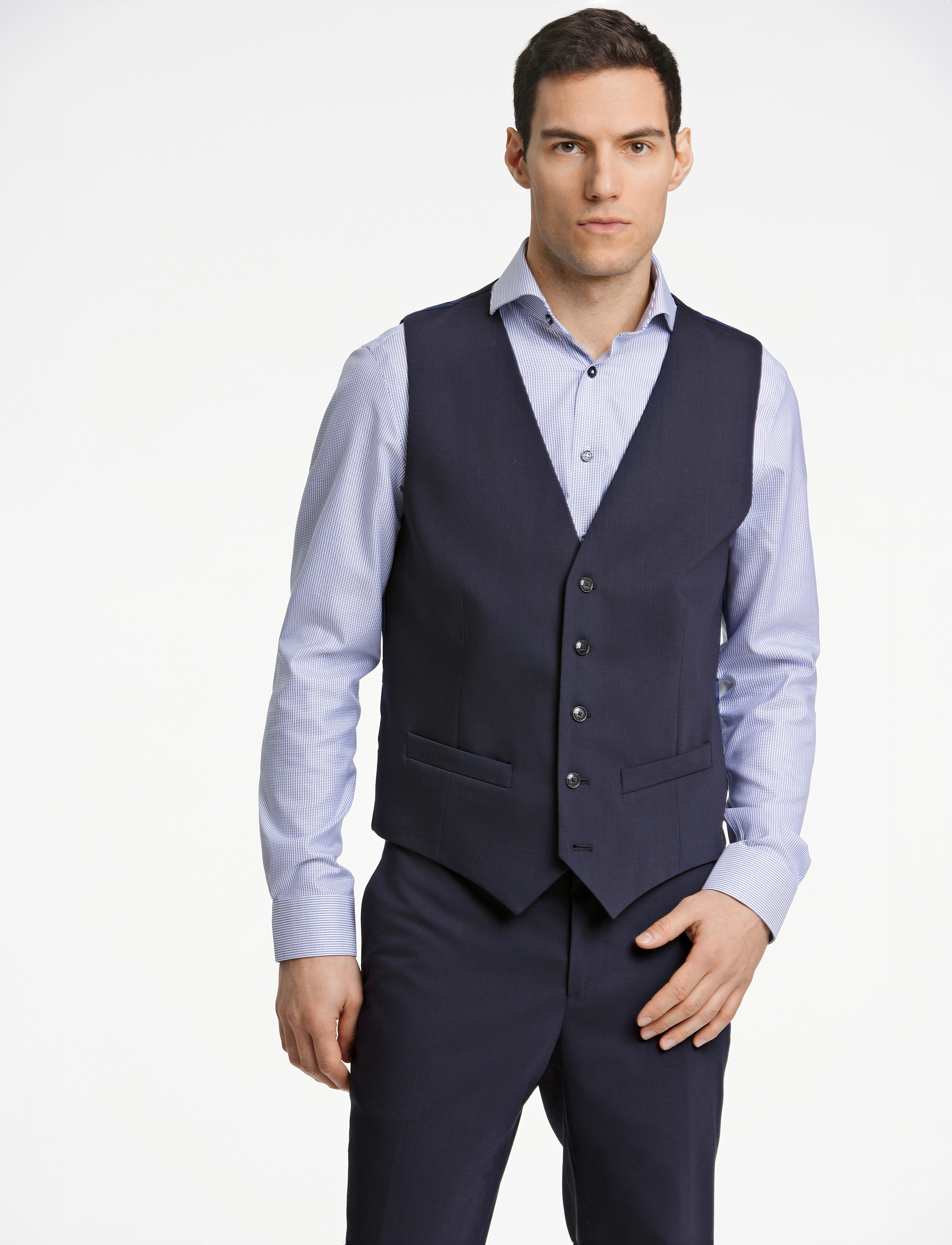 Lindbergh Black Technical Stretch Waistcoat, 52, Blue, Suits & Blazere > Waistcoats, Herre