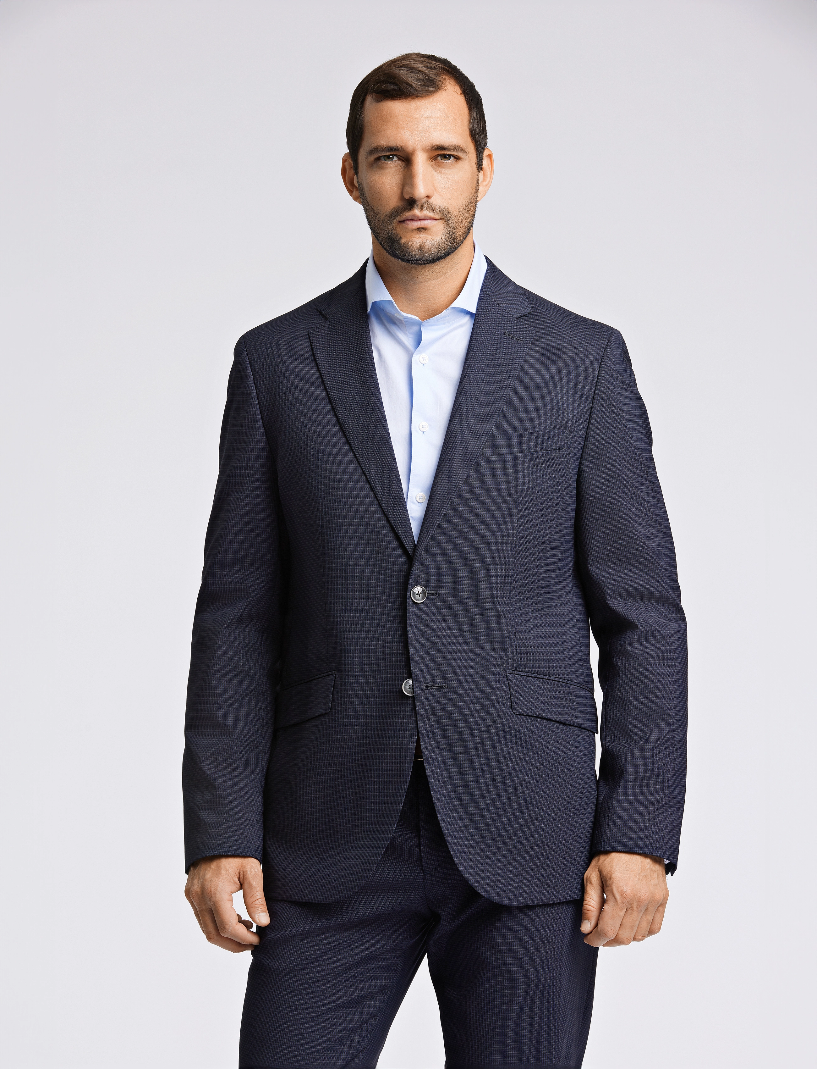 Lindbergh Black Technical Micro Check Superflex Bla, 50, Blau - Suits & Blazer, Männerswear