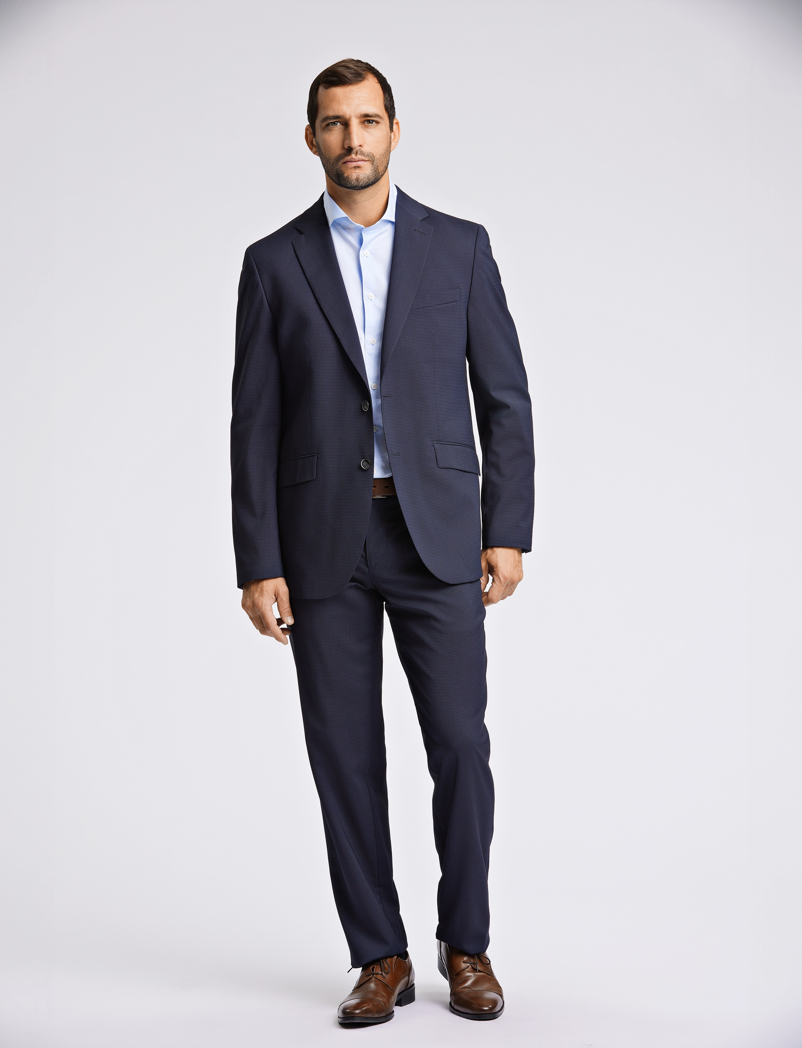 Lindbergh Black - Technical micro check superflex bla - single breasted blazers - dk blue mix - 4