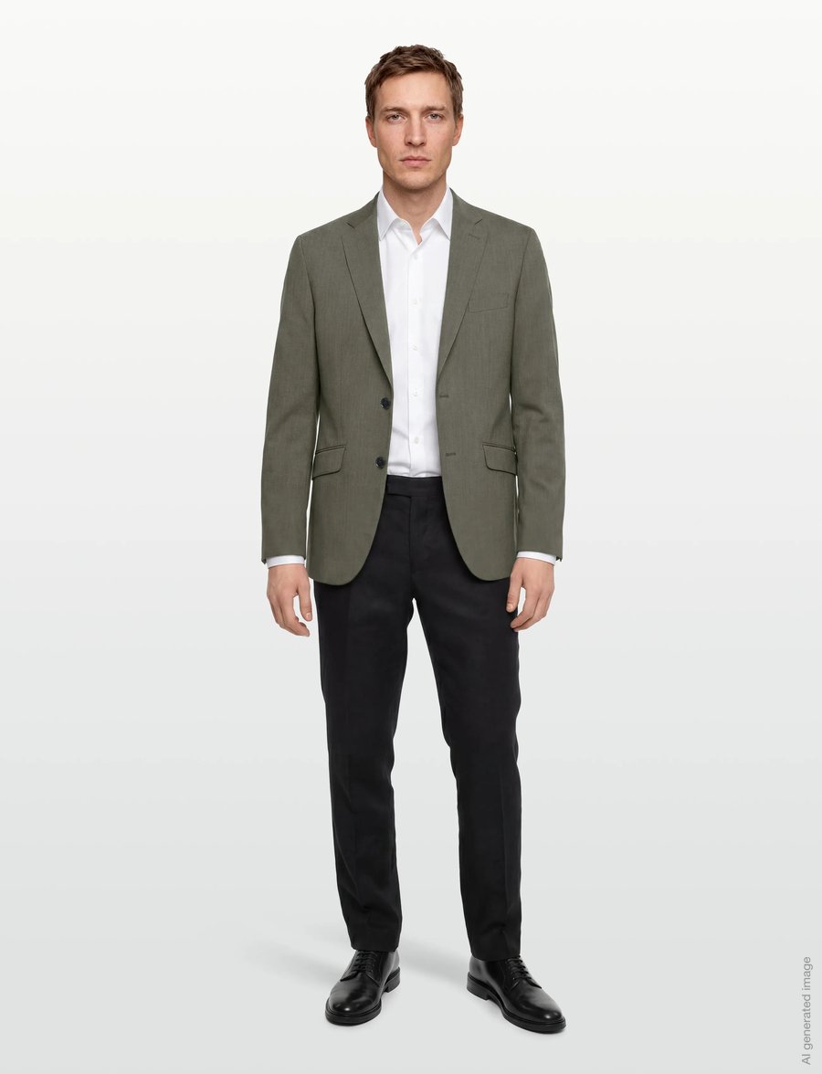 Lindbergh Black - Technical stretch blazer - combi suit - einreiher - army mel - 0